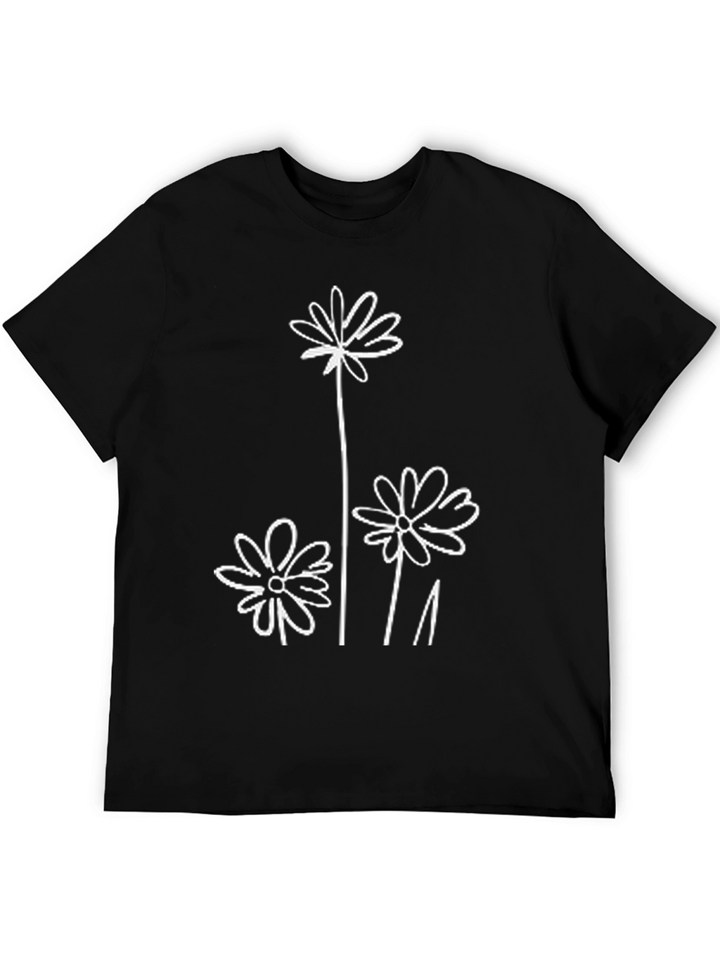 Minimalist Flower Graphic T-Shirt - Black