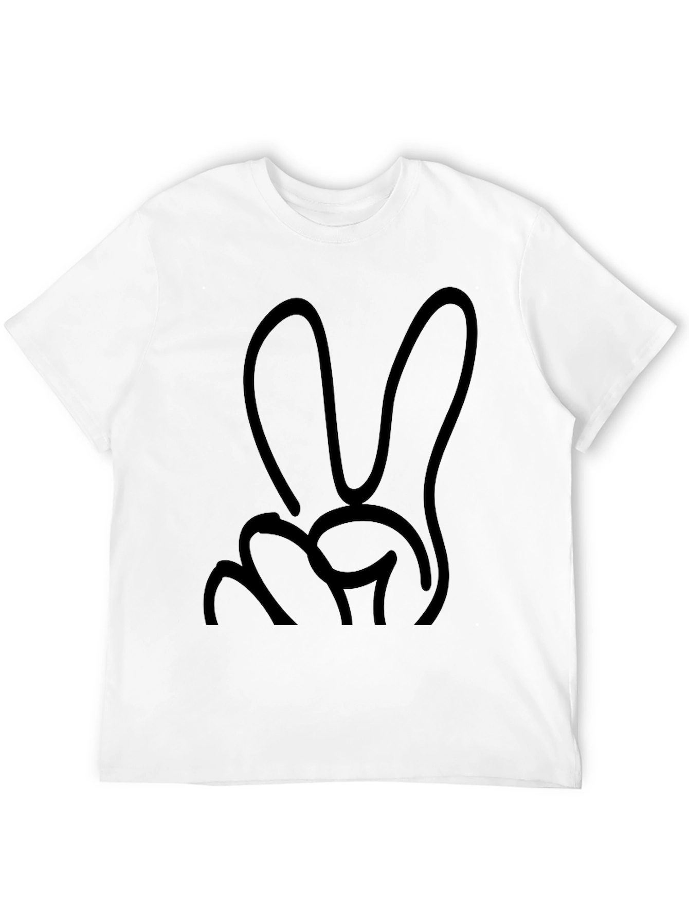 Peace Sign Graphic Tee - Black Cotton Casual Shirt