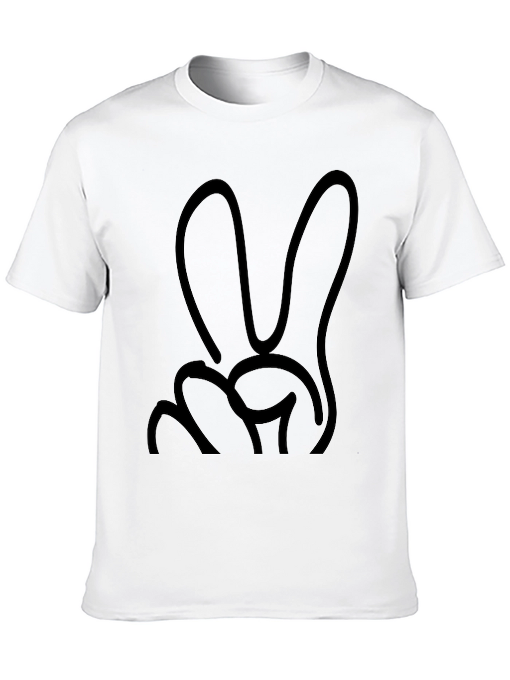 Peace Sign Graphic Tee - Black Cotton Casual Shirt