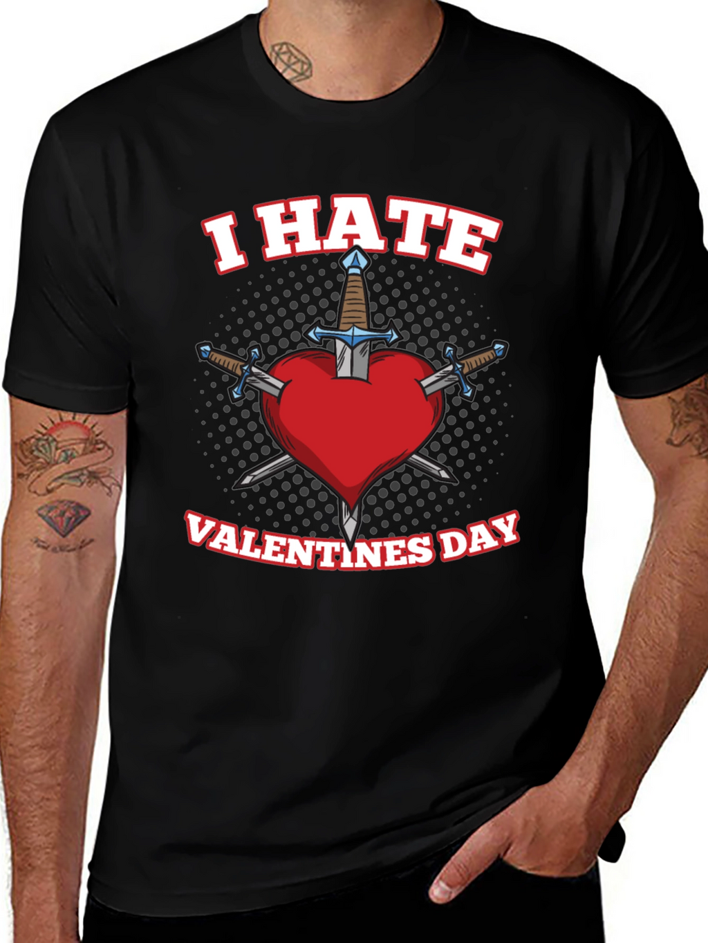 I Hate Valentines Day Heart Sword T-Shirt