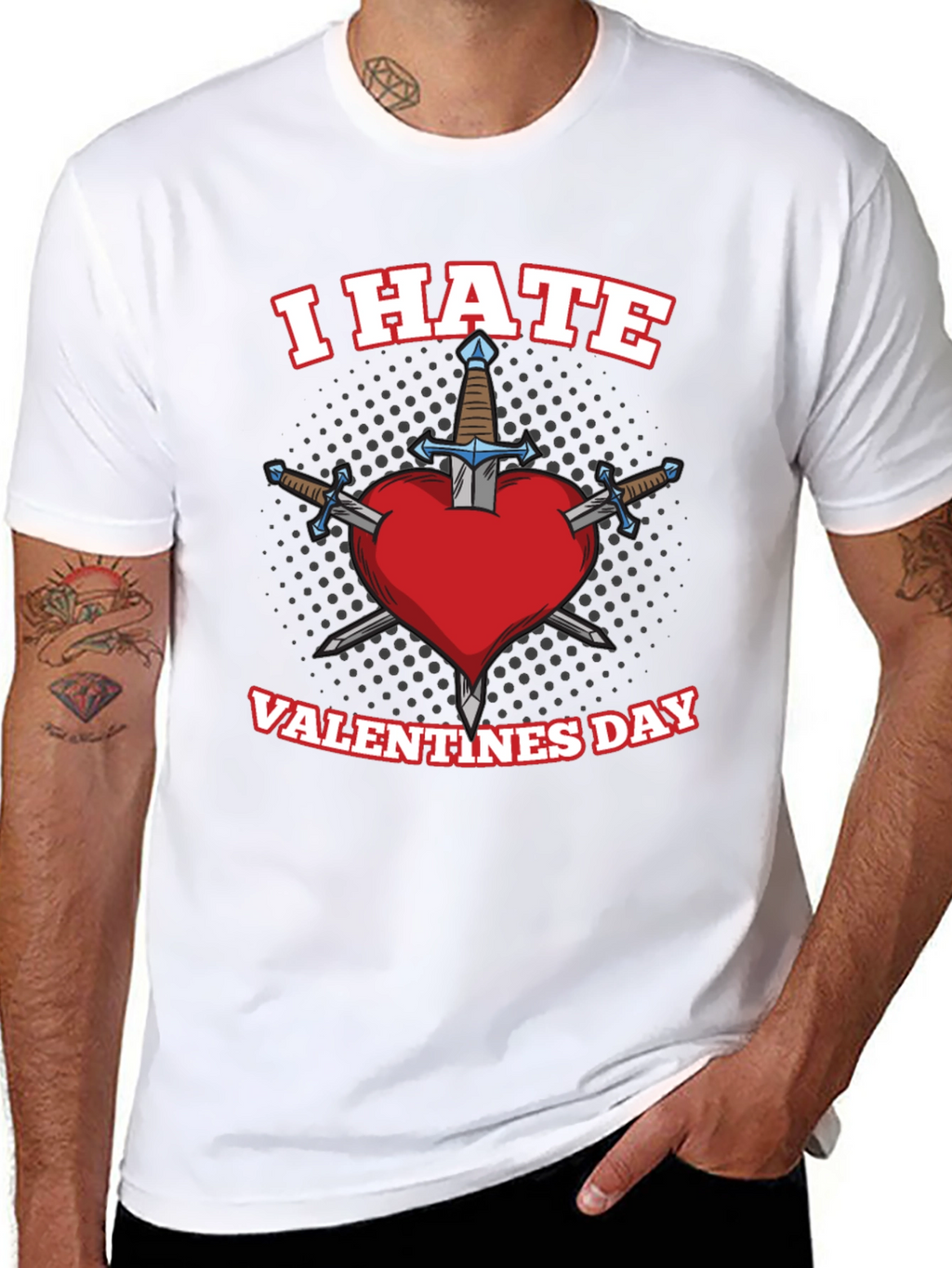 I Hate Valentines Day Heart Sword T-Shirt