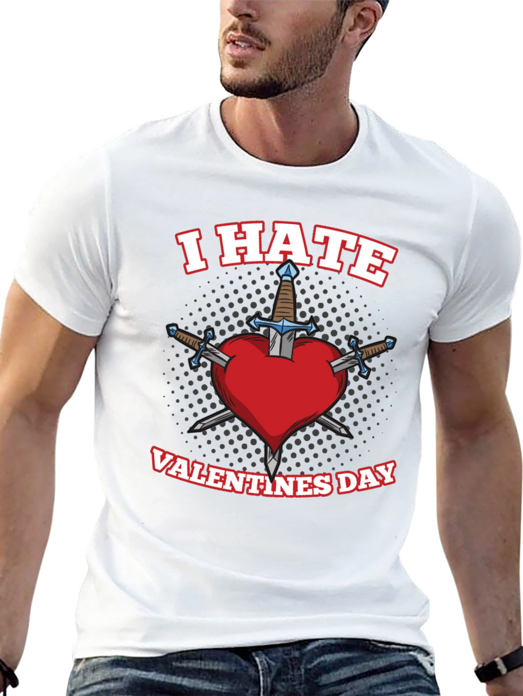 I Hate Valentines Day Heart Sword T-Shirt