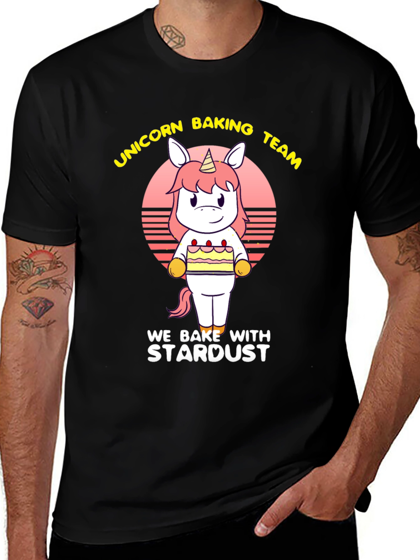 Unicorn Baking Team Black T-Shirt