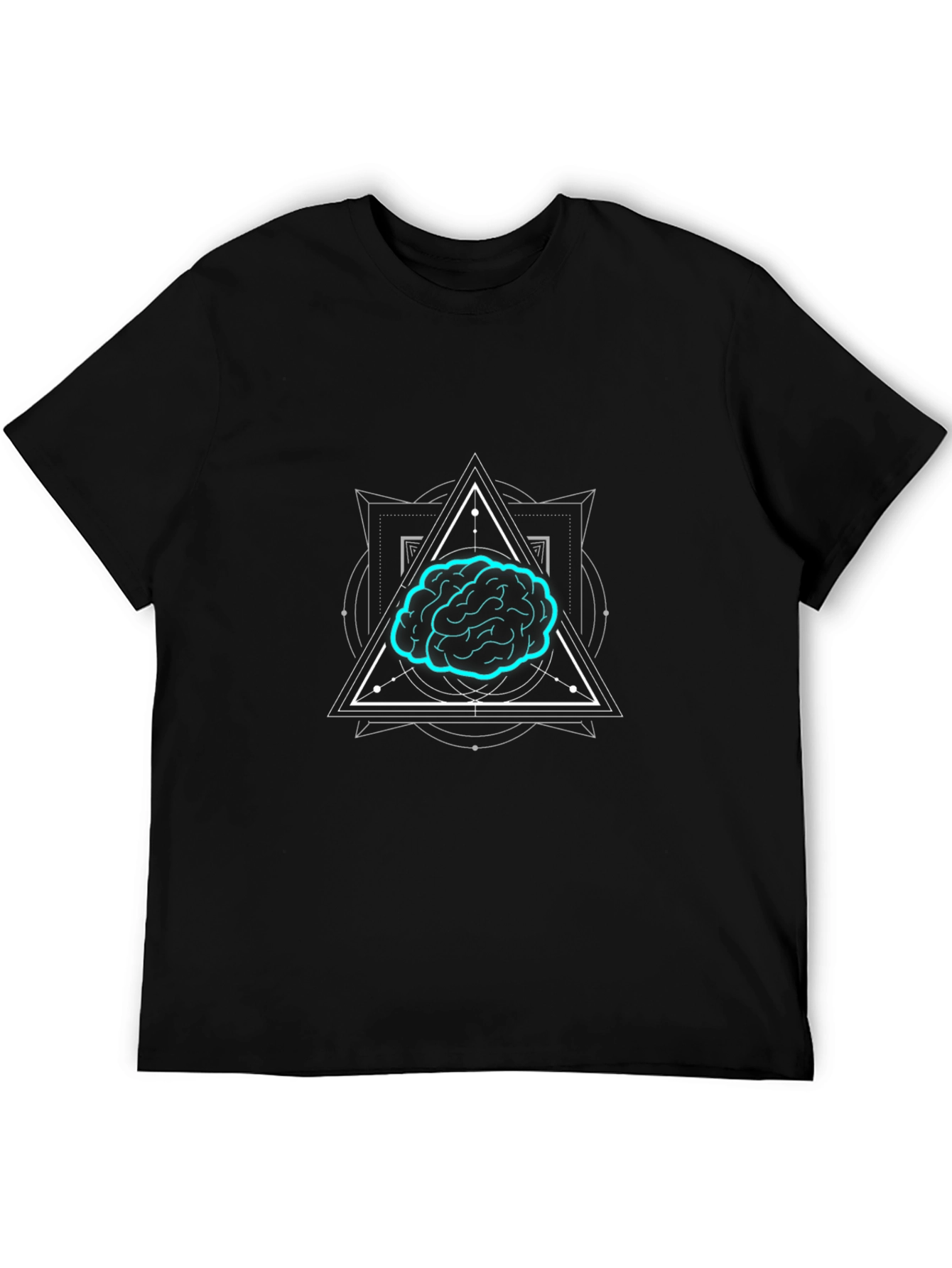 Brain Graphic T-Shirt - Black Cotton Tee for Men