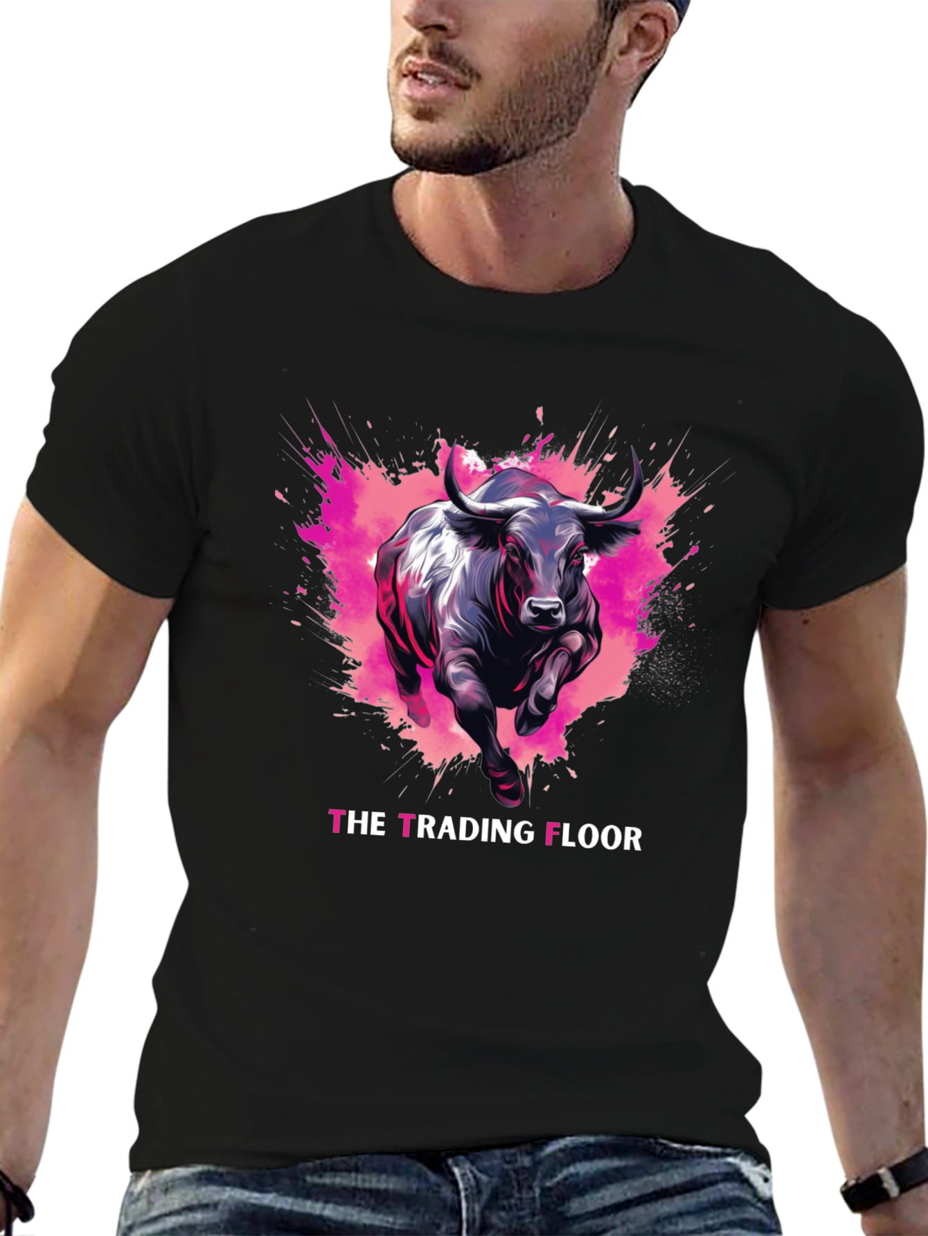 The Trading Floor Bull Graphic T-Shirt - Stylish Black Tee