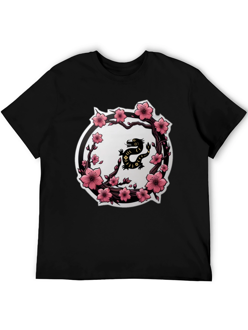 Cherry Blossom Dragon T-Shirt - Black