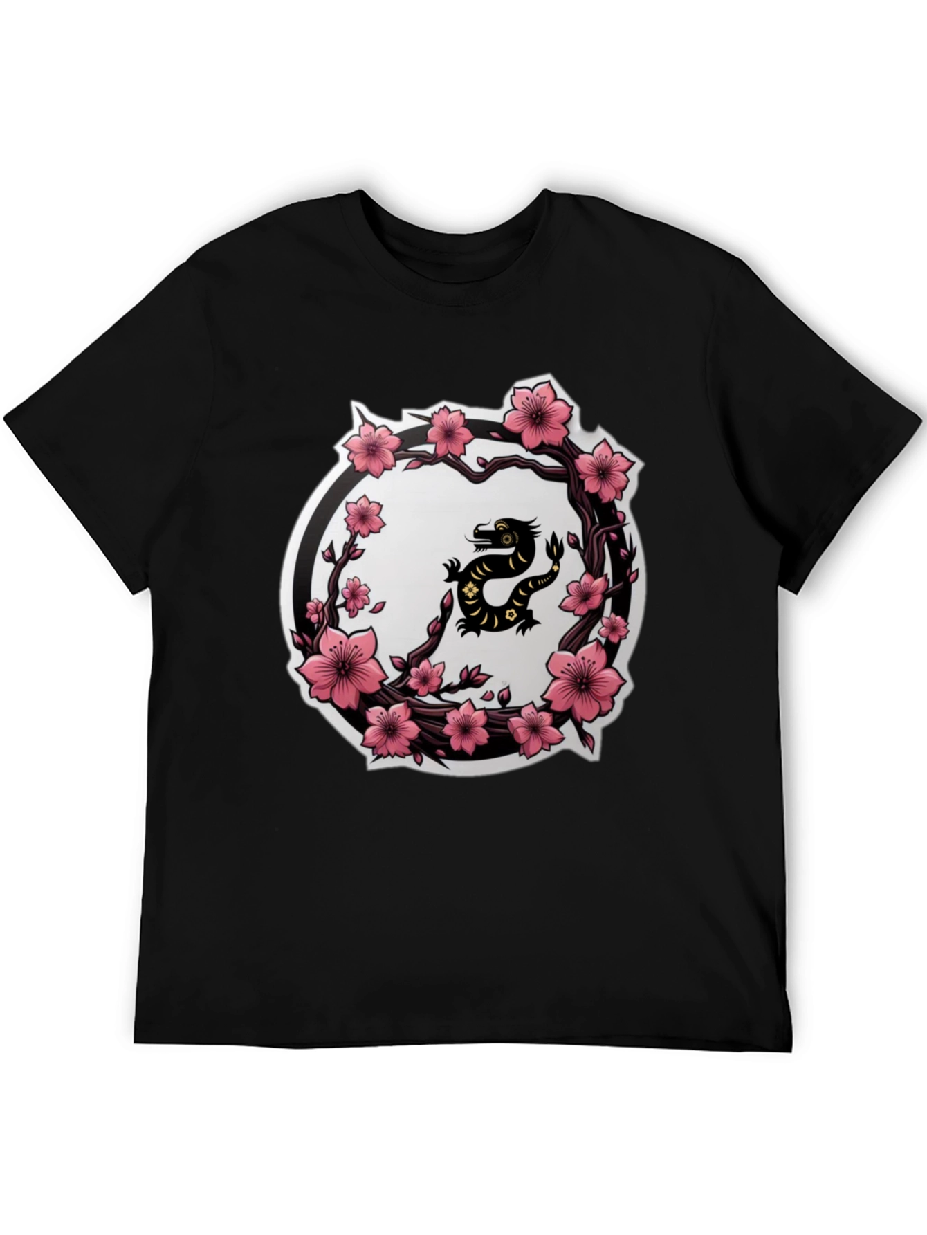 Cherry Blossom Dragon T-Shirt - Black