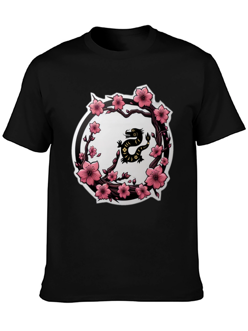 Cherry Blossom Dragon T-Shirt - Black