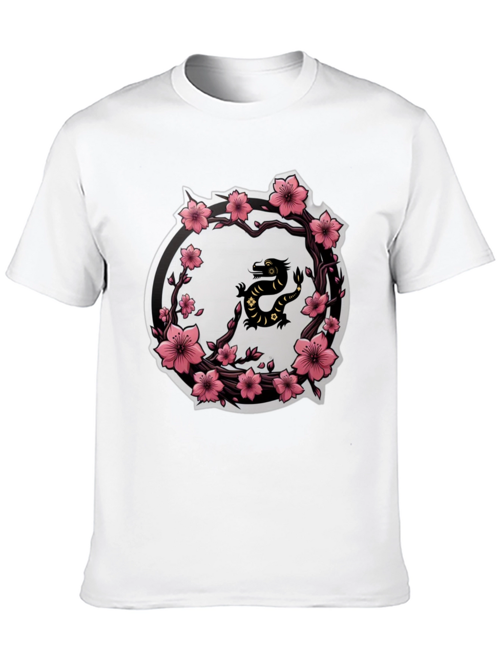 Cherry Blossom Dragon T-Shirt - Black