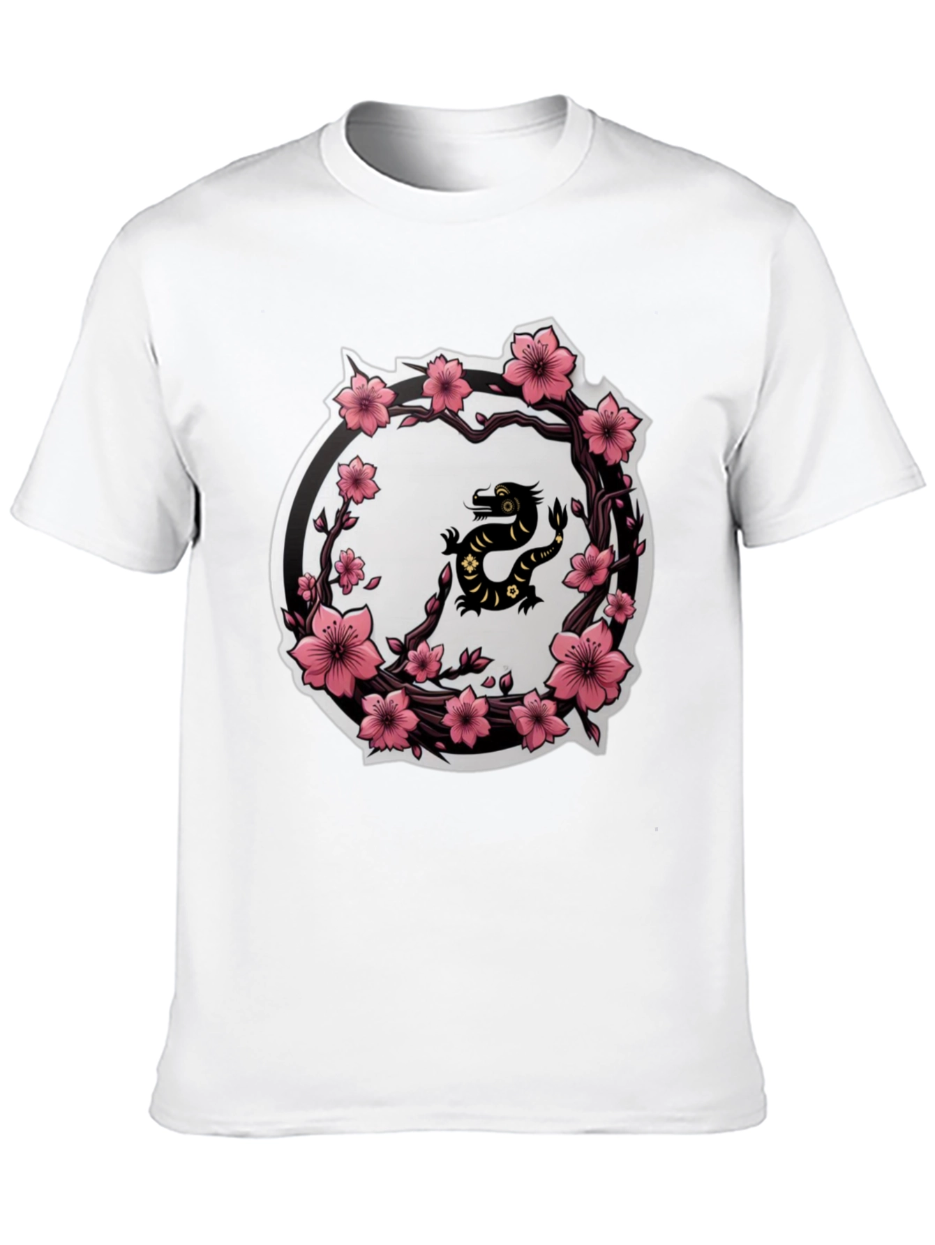 Cherry Blossom Dragon T-Shirt - Black
