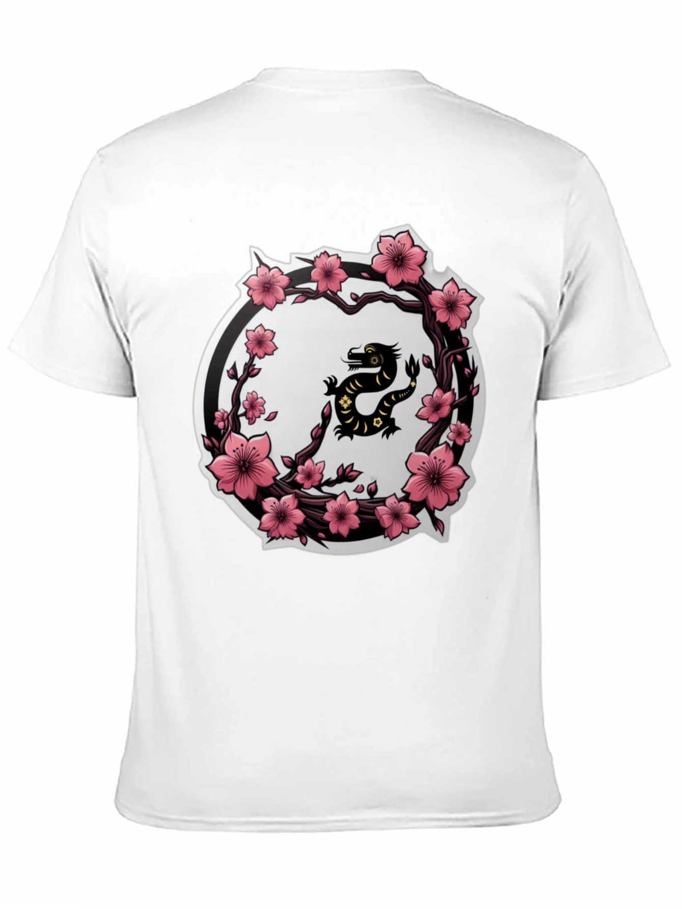 Cherry Blossom Dragon T-Shirt - Black