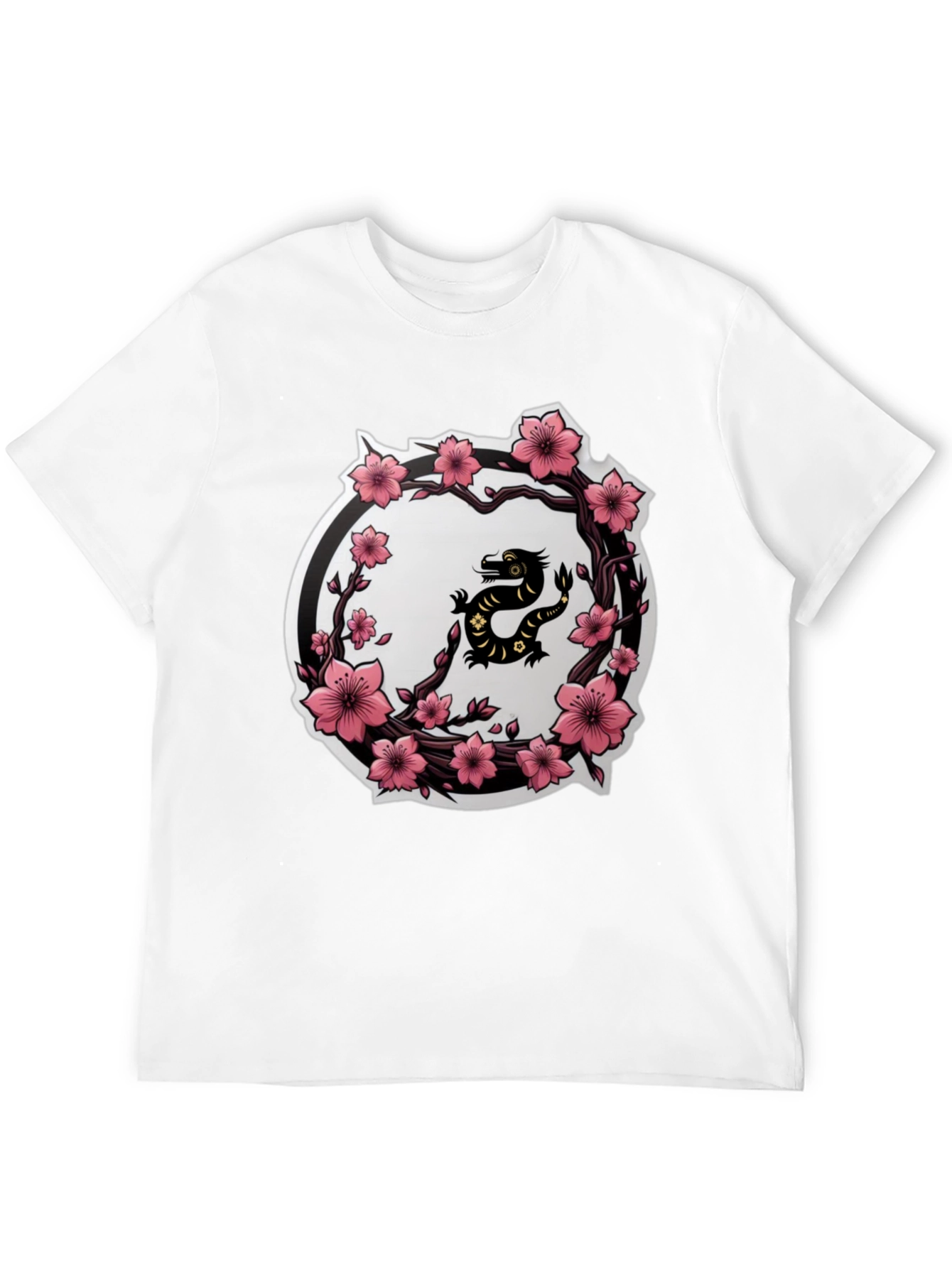 Cherry Blossom Dragon T-Shirt - Black