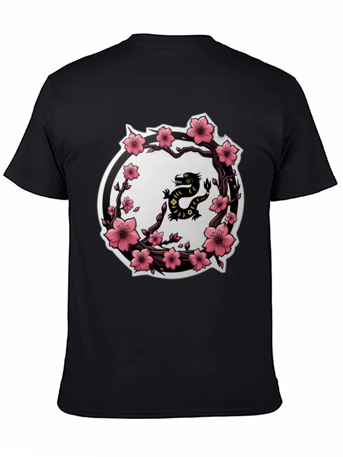 Cherry Blossom Dragon T-Shirt - Black