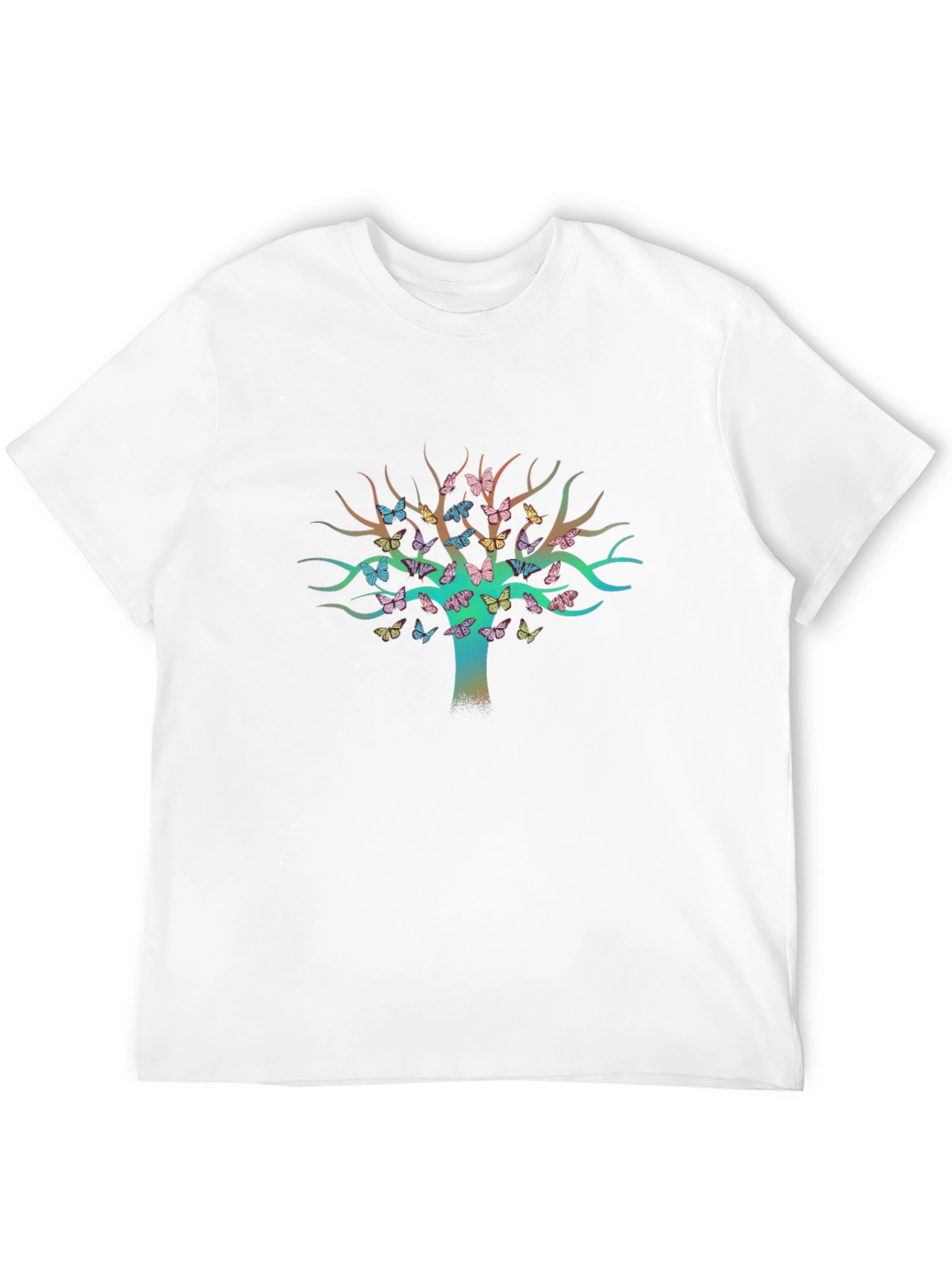 Butterfly Tree Graphic Tee - Stylish Mens Black T-Shirt