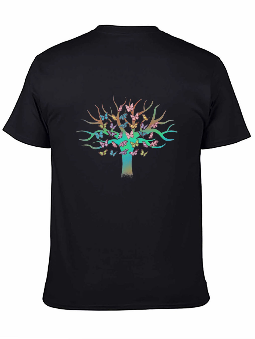 Butterfly Tree Graphic Tee - Stylish Mens Black T-Shirt