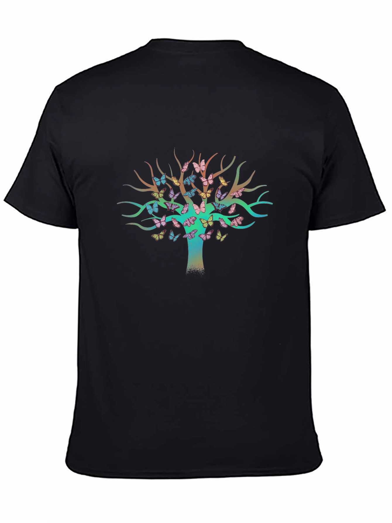 Butterfly Tree Graphic Tee - Stylish Mens Black T-Shirt
