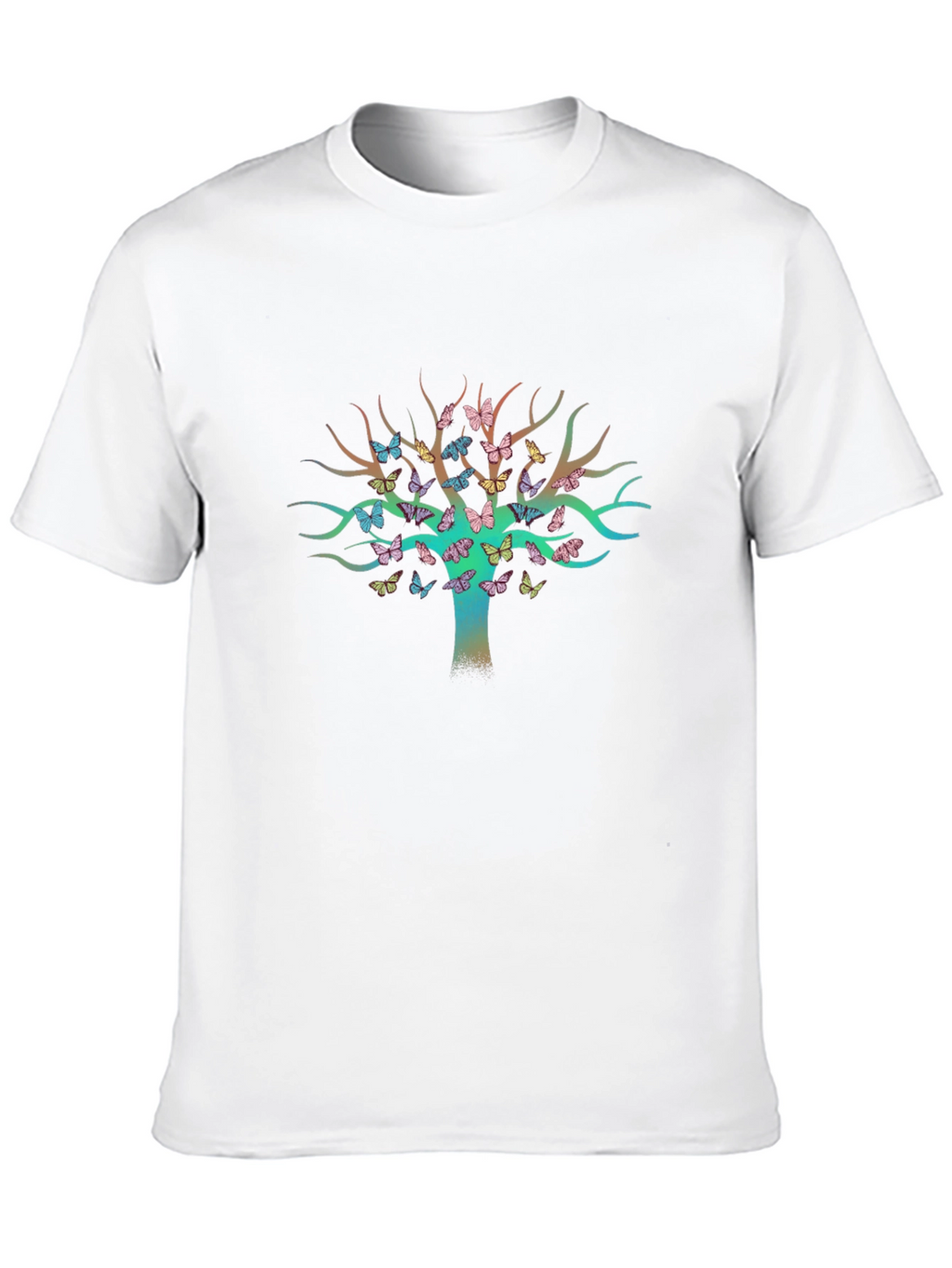 Butterfly Tree Graphic Tee - Stylish Mens Black T-Shirt