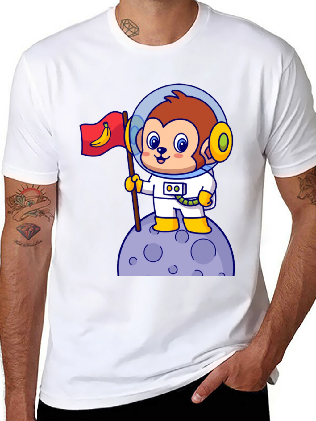 Cartoon Monkey Astronaut T-Shirt