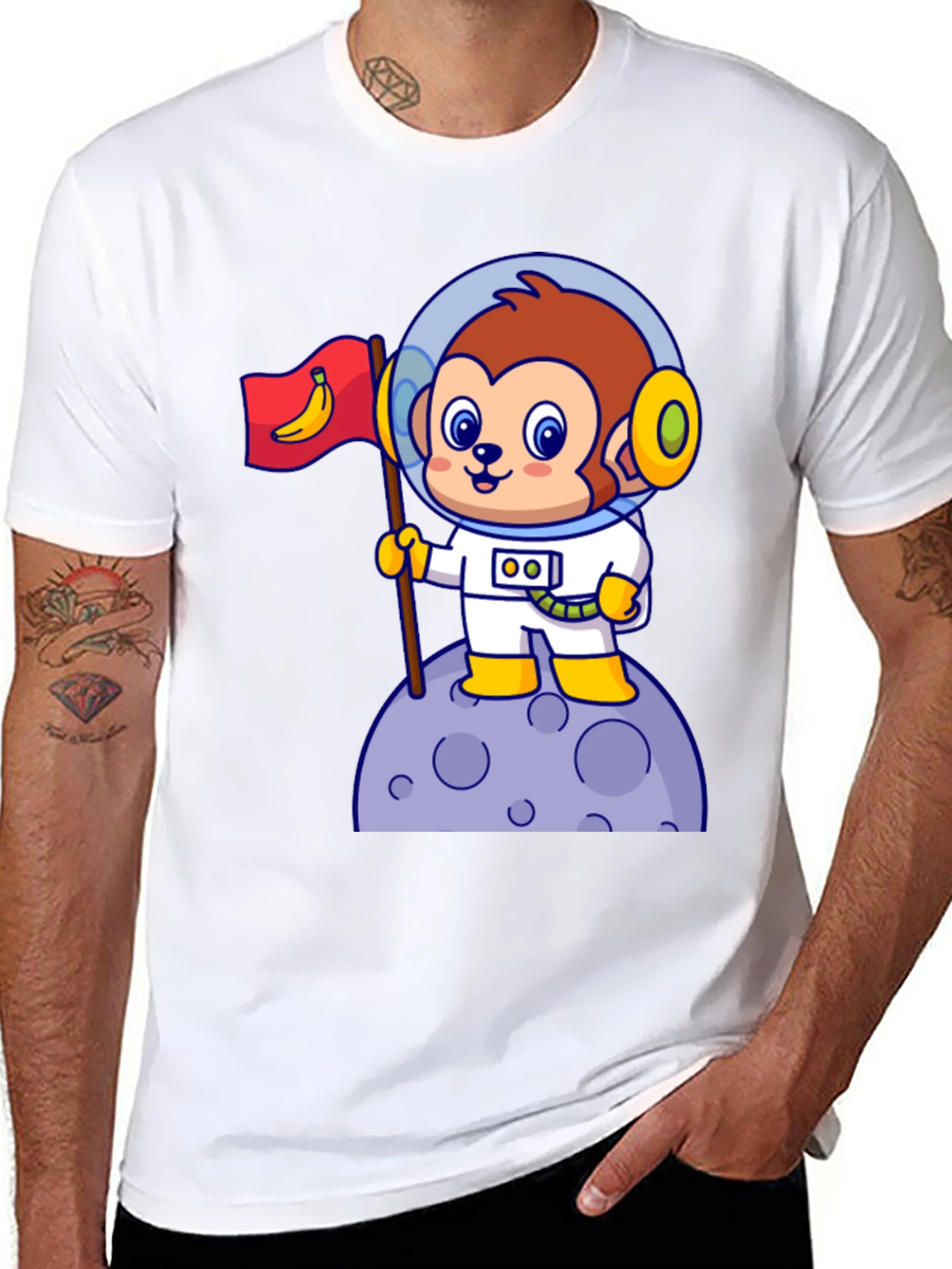 Cartoon Monkey Astronaut T-Shirt