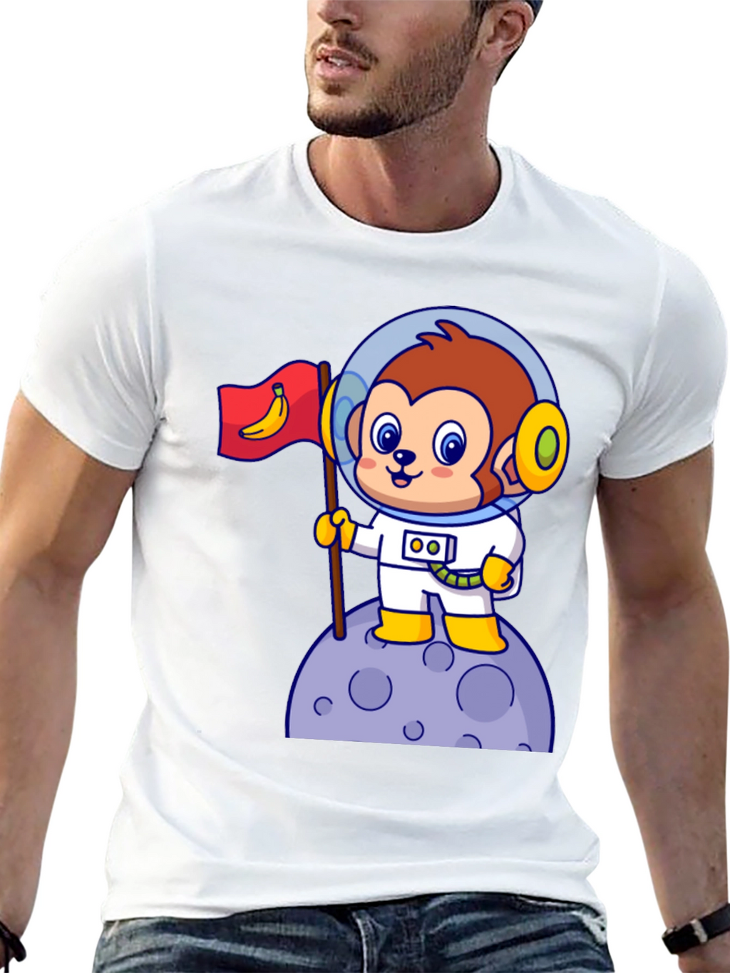 Cartoon Monkey Astronaut T-Shirt