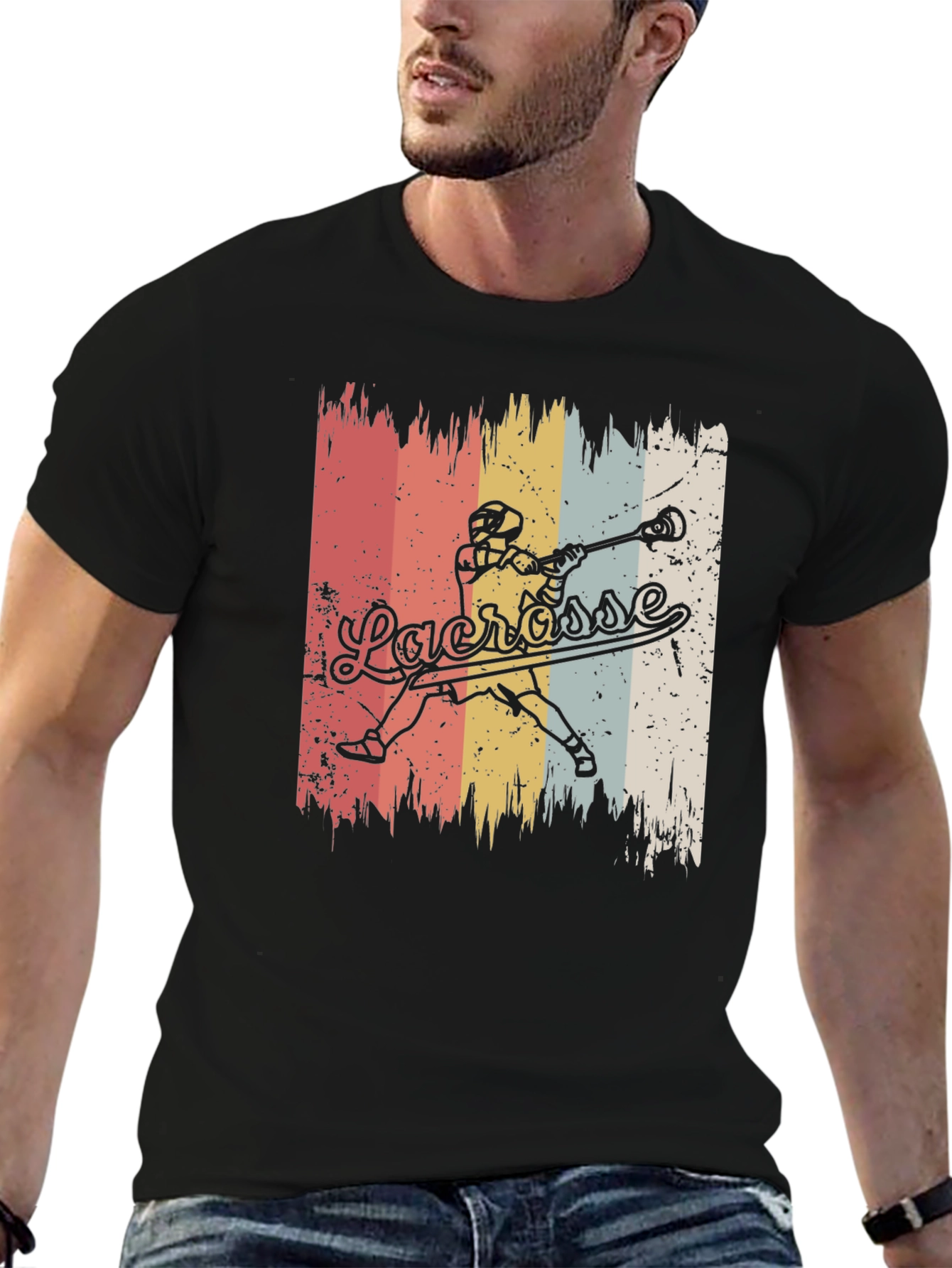 Vintage Lacrosse Player Graphic T-Shirt