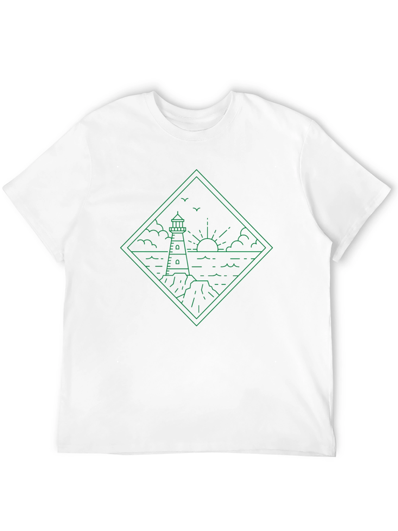Lighthouse Graphic Tee - Coastal Line Art Shirt