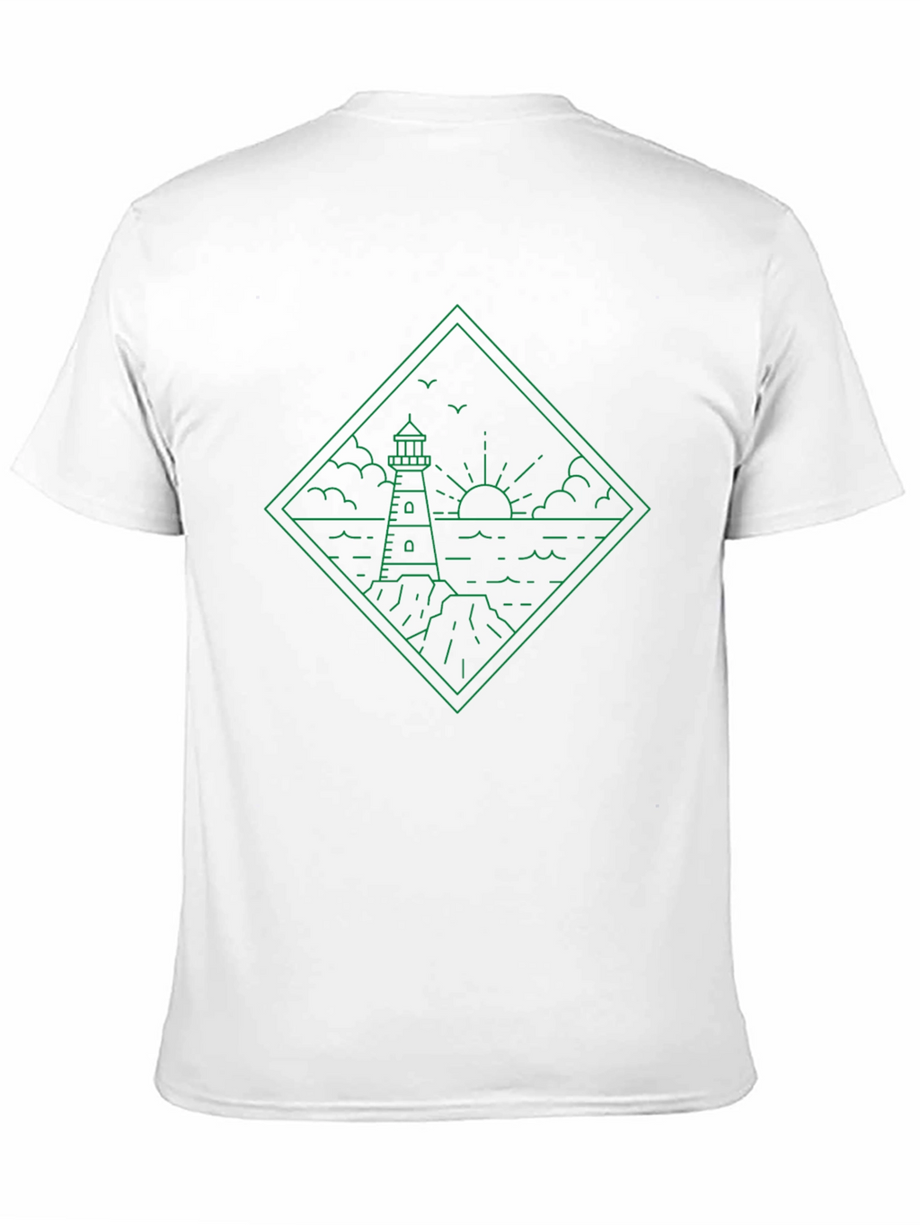 Lighthouse Graphic Tee - Coastal Line Art Shirt