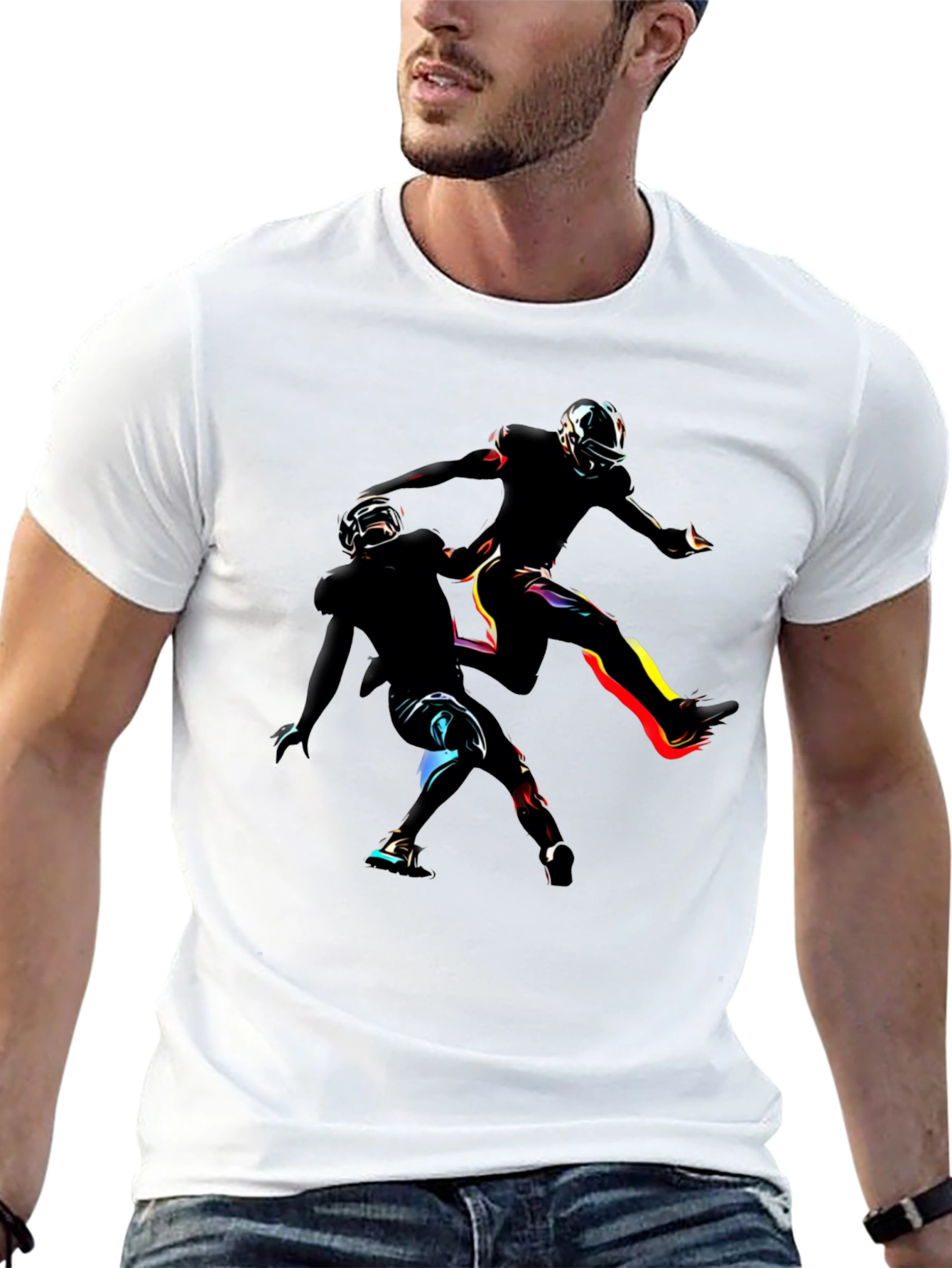 Dynamic Football Player Graphic Tee