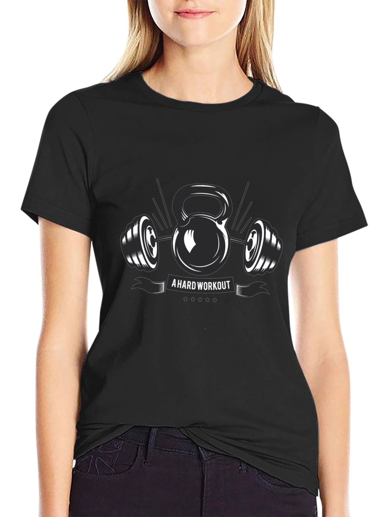 Workout Graphic T-Shirt - Kettlebell & Barbell Design