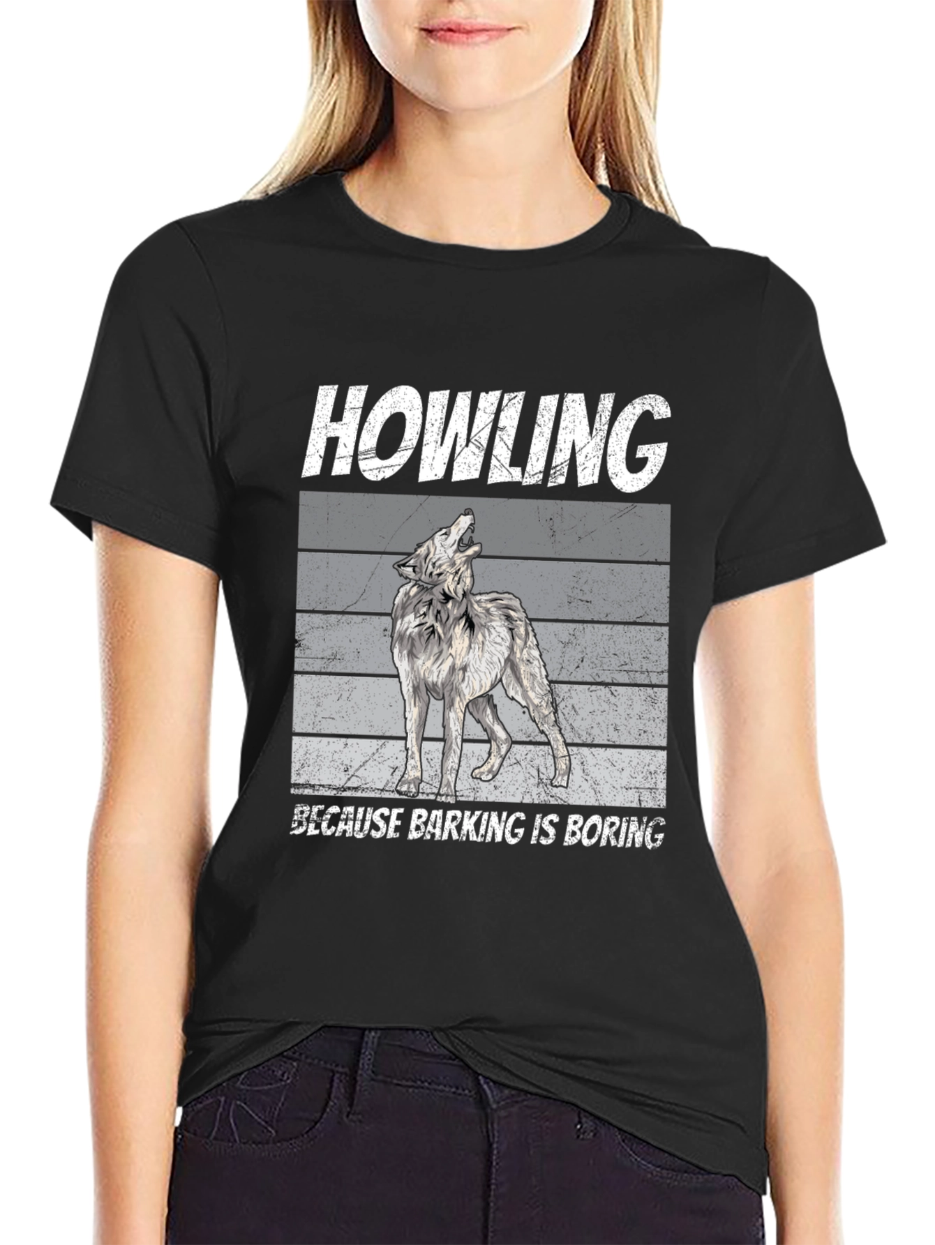 Howling Wolf Graphic Tee - Because Barking Is Boring!