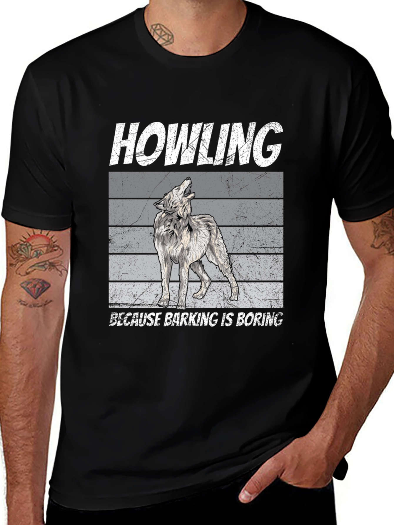 Howling Wolf Graphic Tee - Because Barking Is Boring!