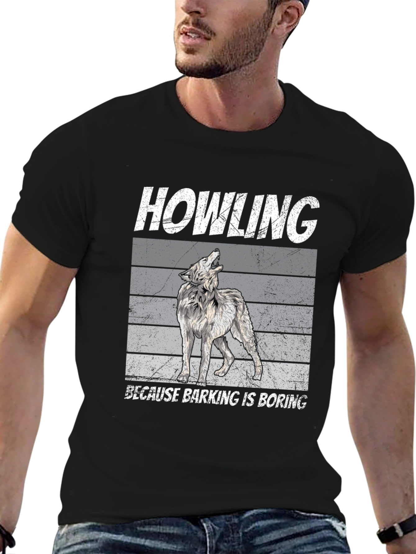 Howling Wolf Graphic Tee - Because Barking Is Boring!