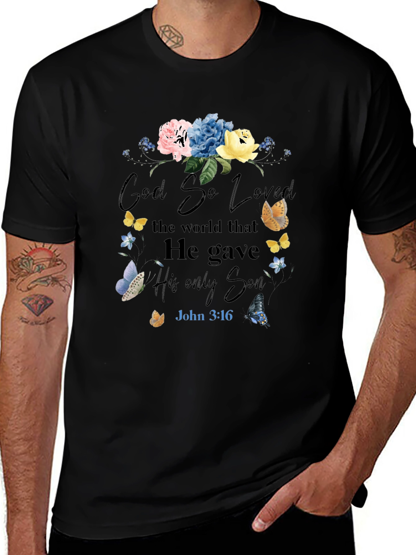 Faith-Inspired Floral T-Shirt: God So Loved