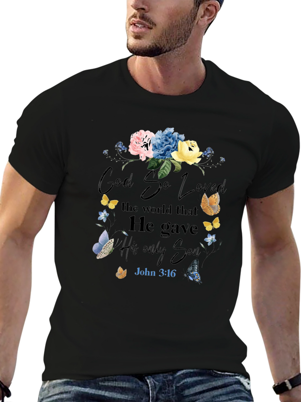 Faith-Inspired Floral T-Shirt: God So Loved