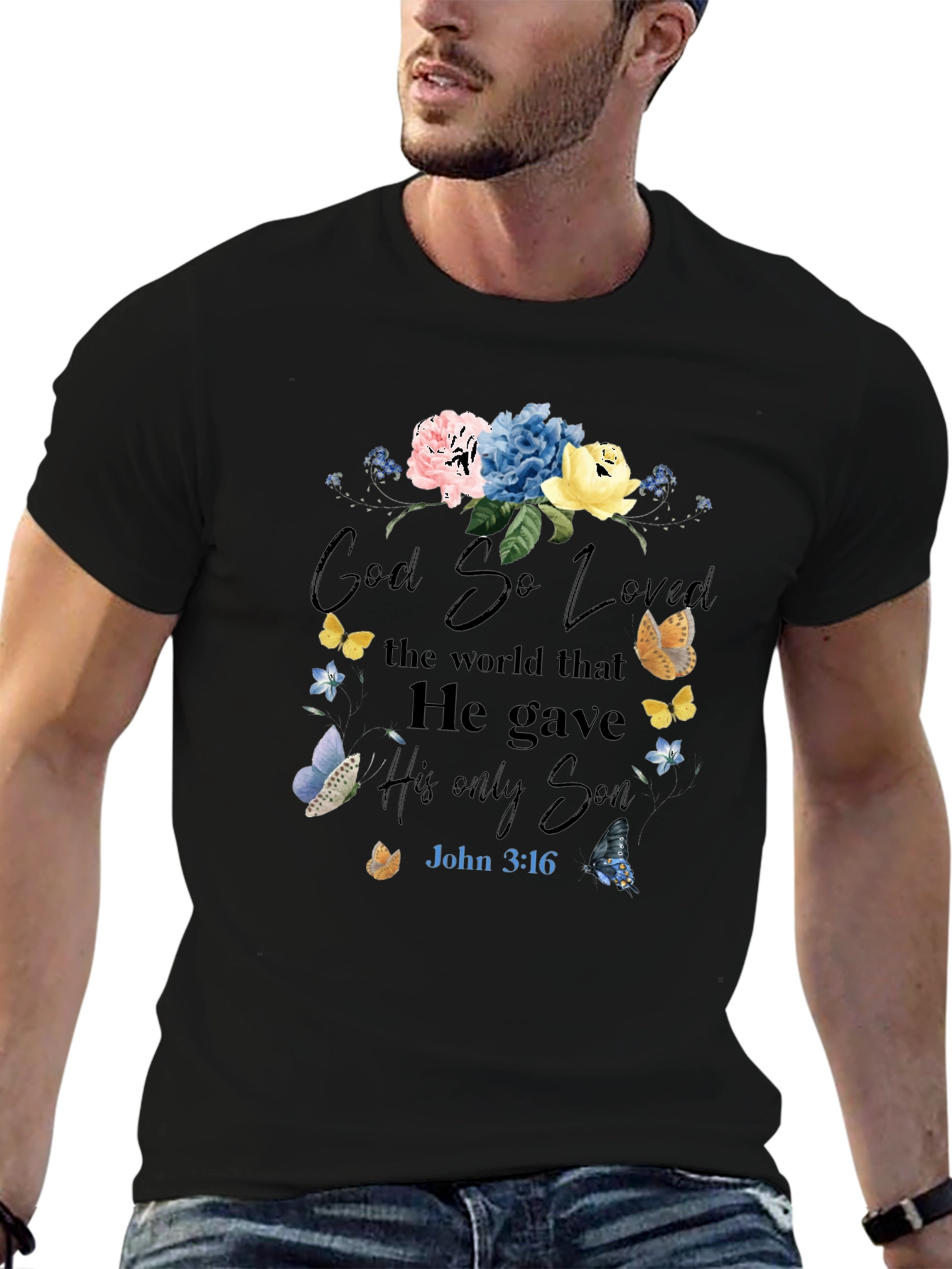 Faith-Inspired Floral T-Shirt: God So Loved