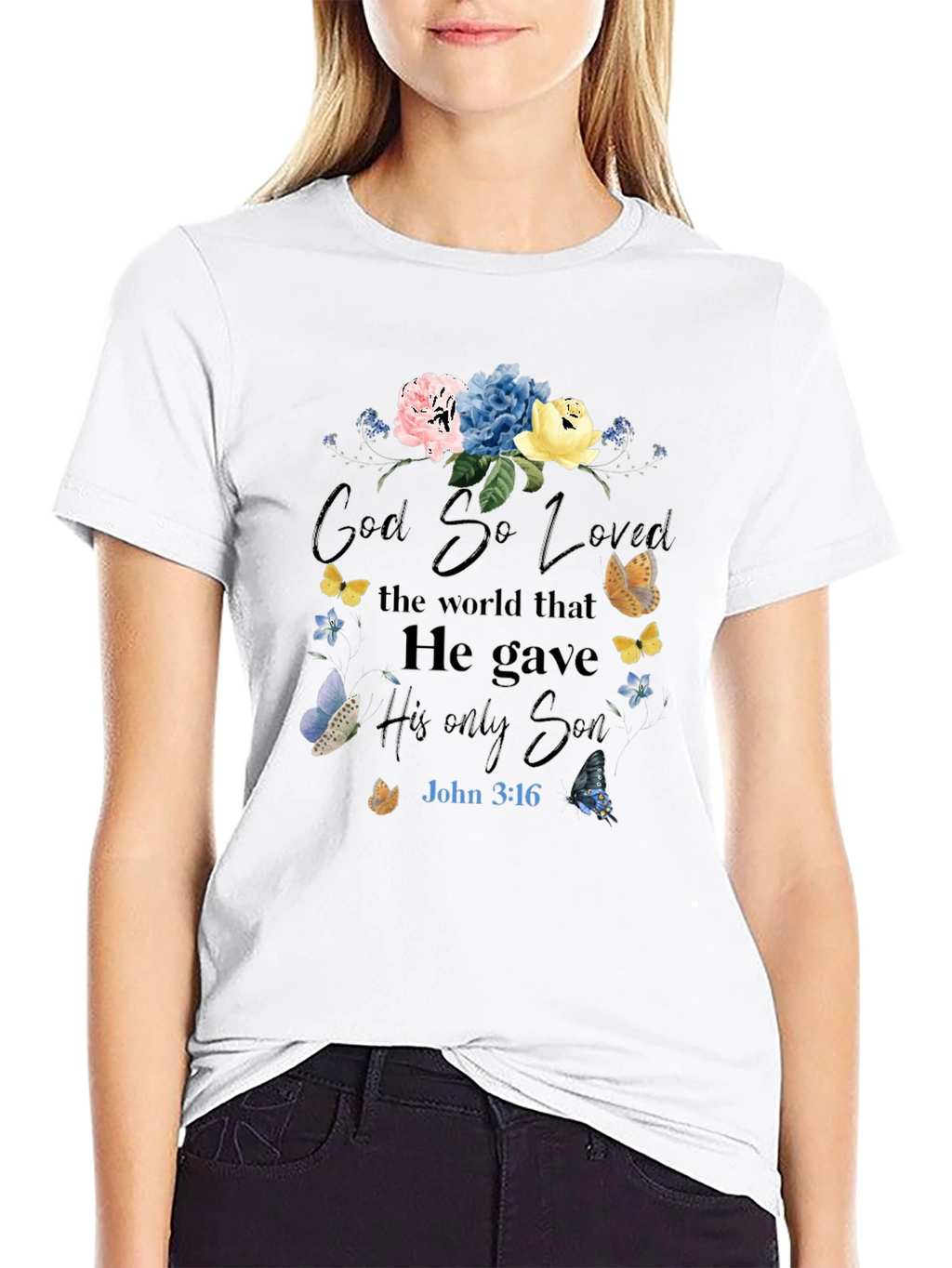 Faith-Inspired Floral T-Shirt: God So Loved