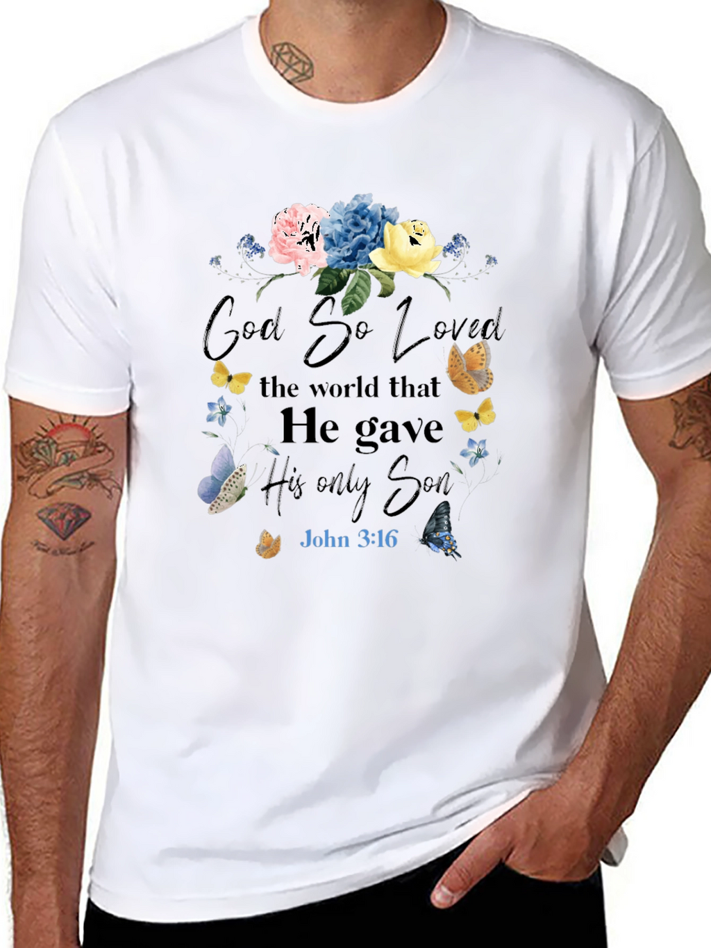 Faith-Inspired Floral T-Shirt: God So Loved