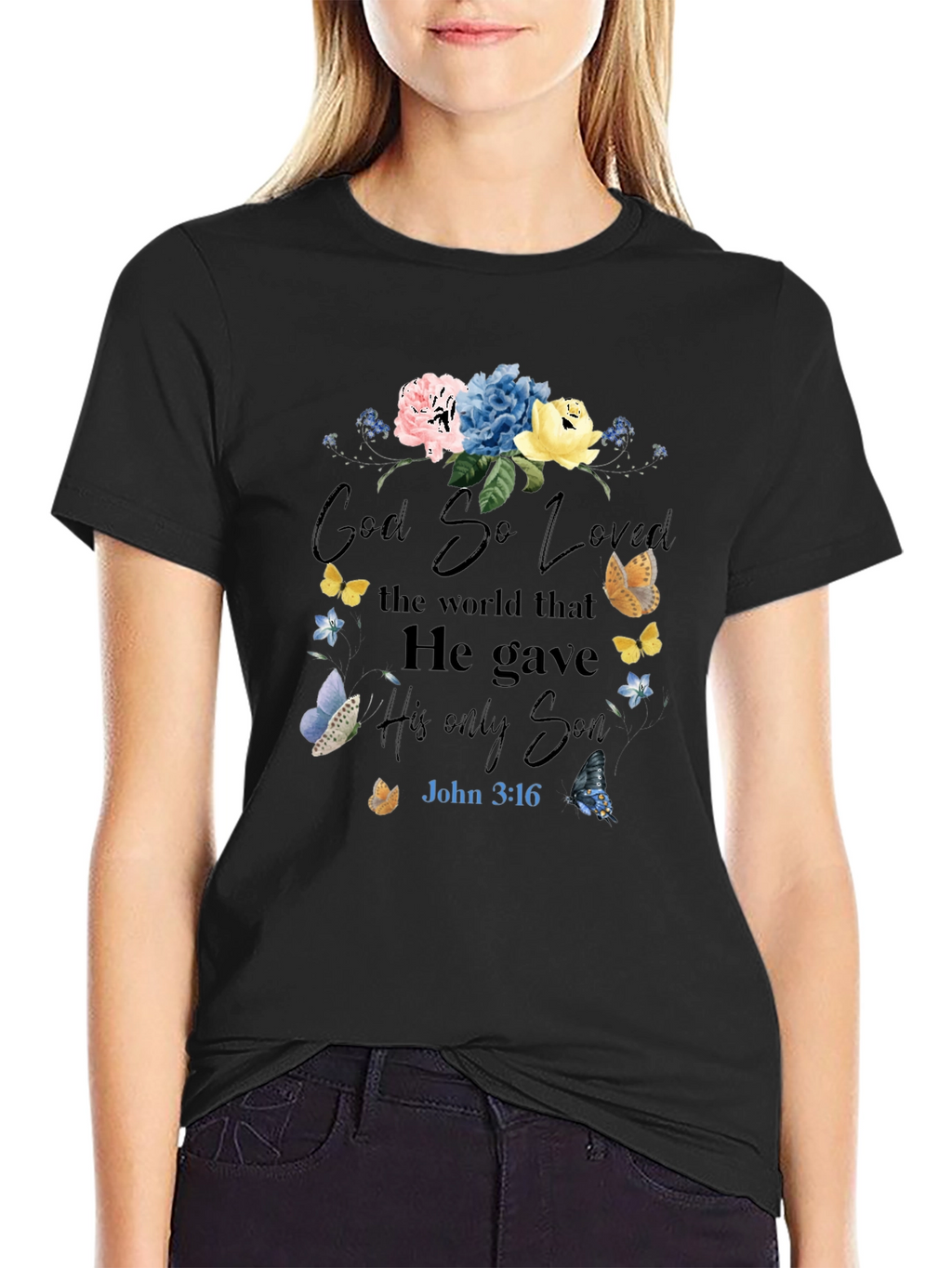 Faith-Inspired Floral T-Shirt: God So Loved
