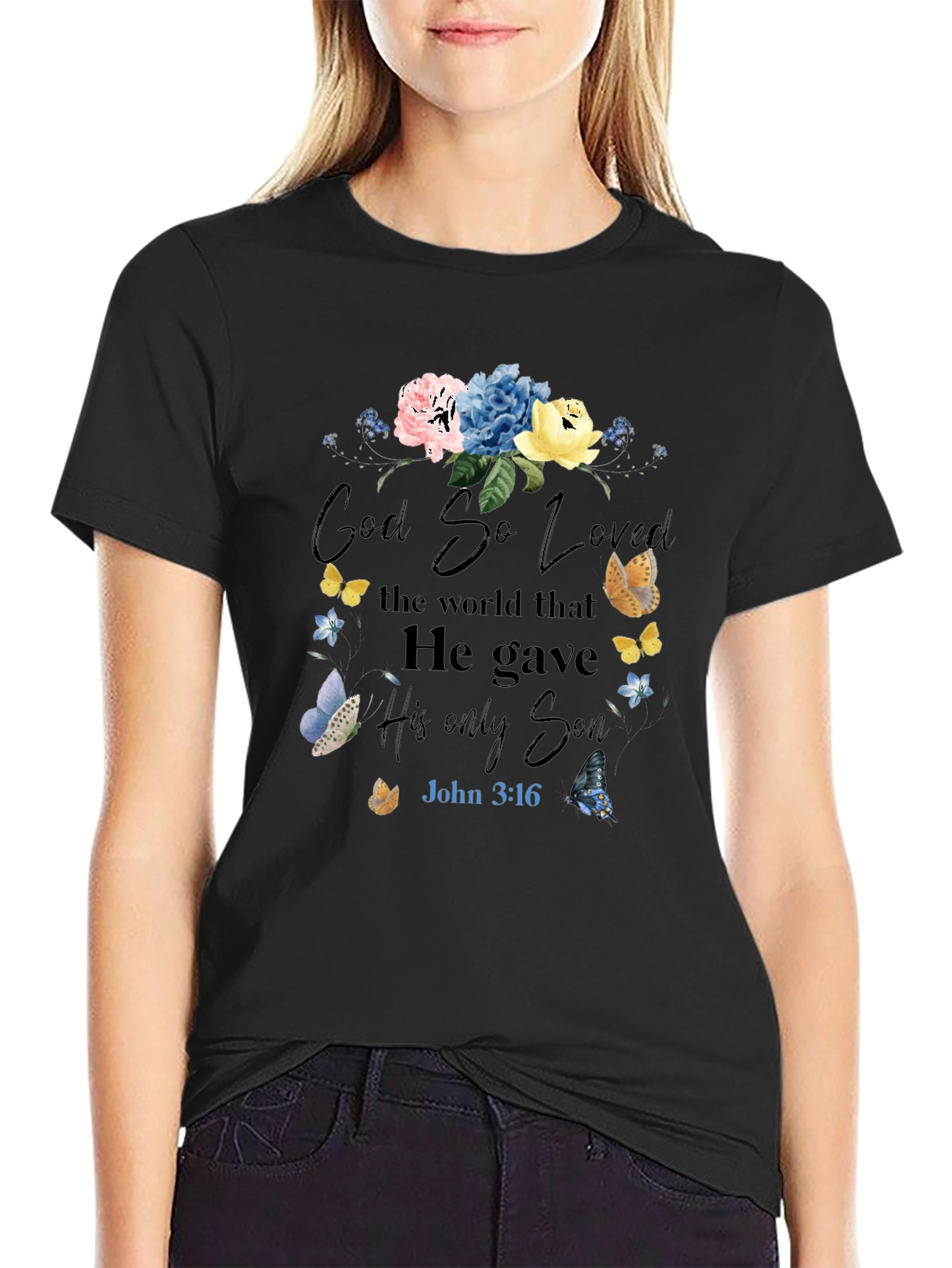 Faith-Inspired Floral T-Shirt: God So Loved