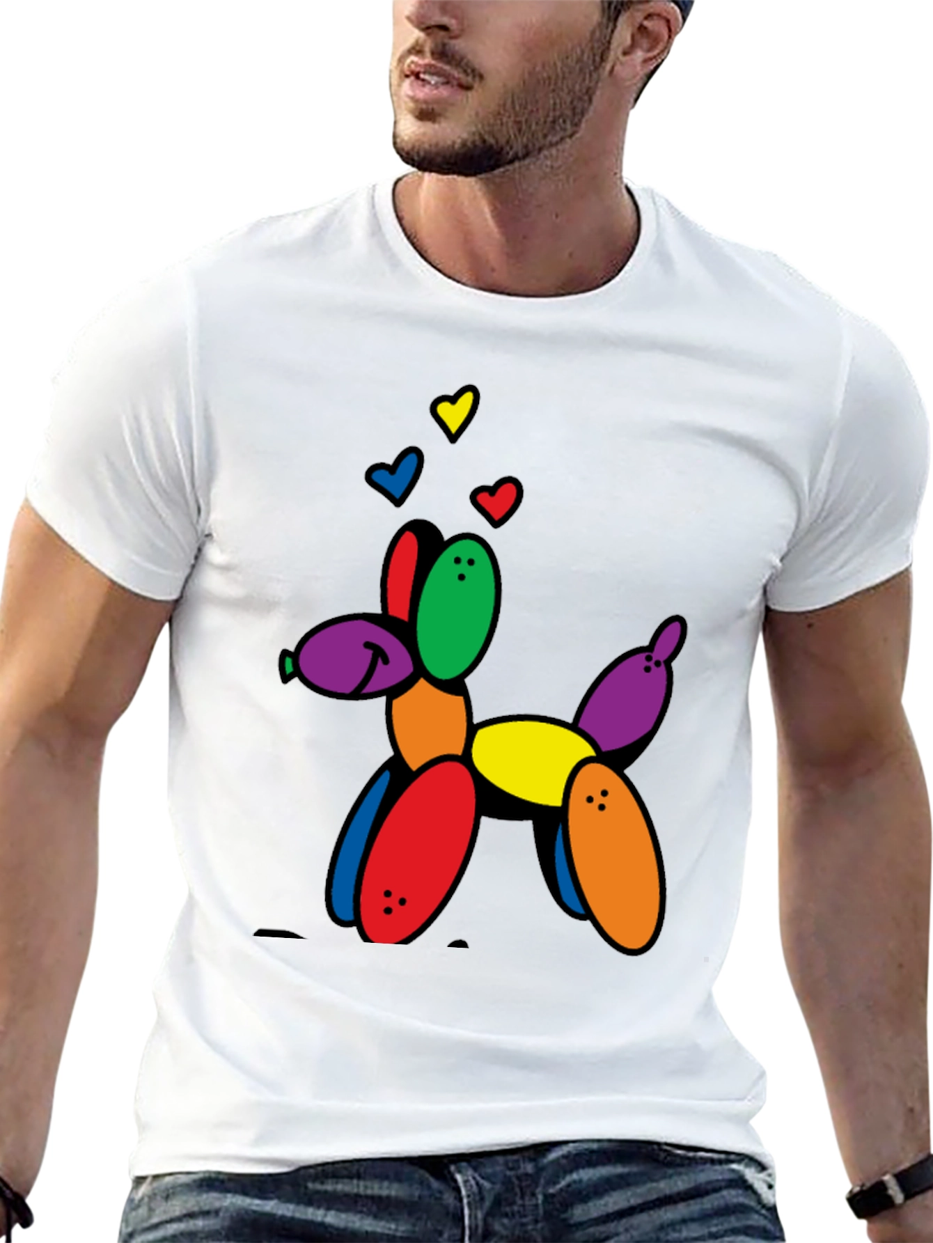 Balloon Dog Graphic Tee - Novelty Print T-Shirt