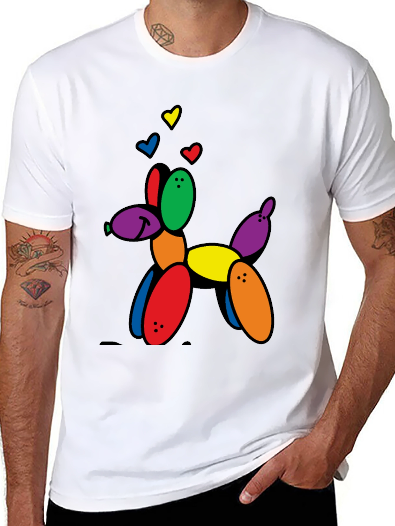 Balloon Dog Graphic Tee - Novelty Print T-Shirt