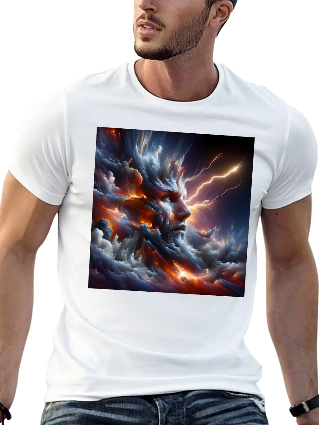 Storm God Graphic Print Black T-Shirt