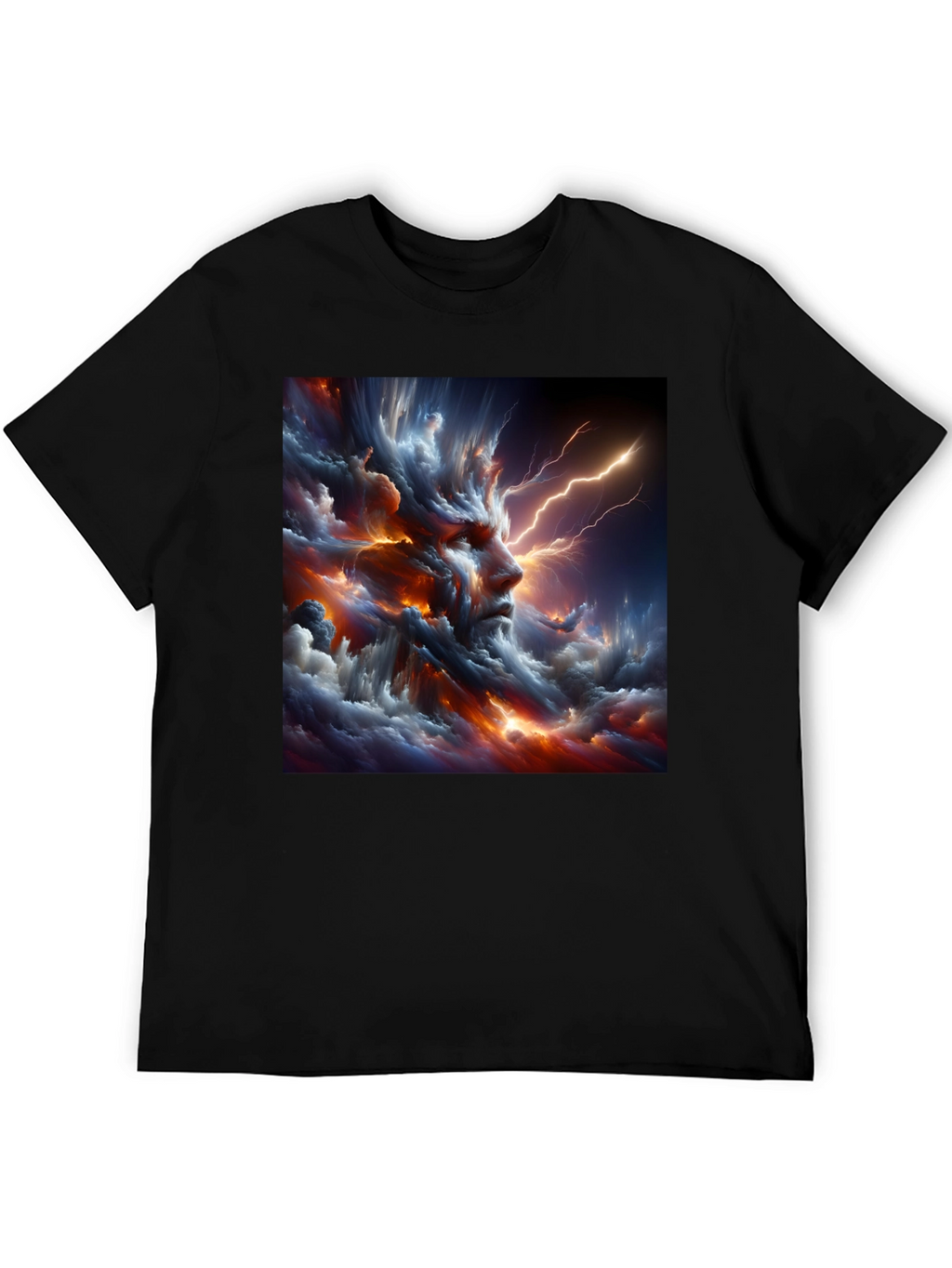 Storm God Graphic Print Black T-Shirt