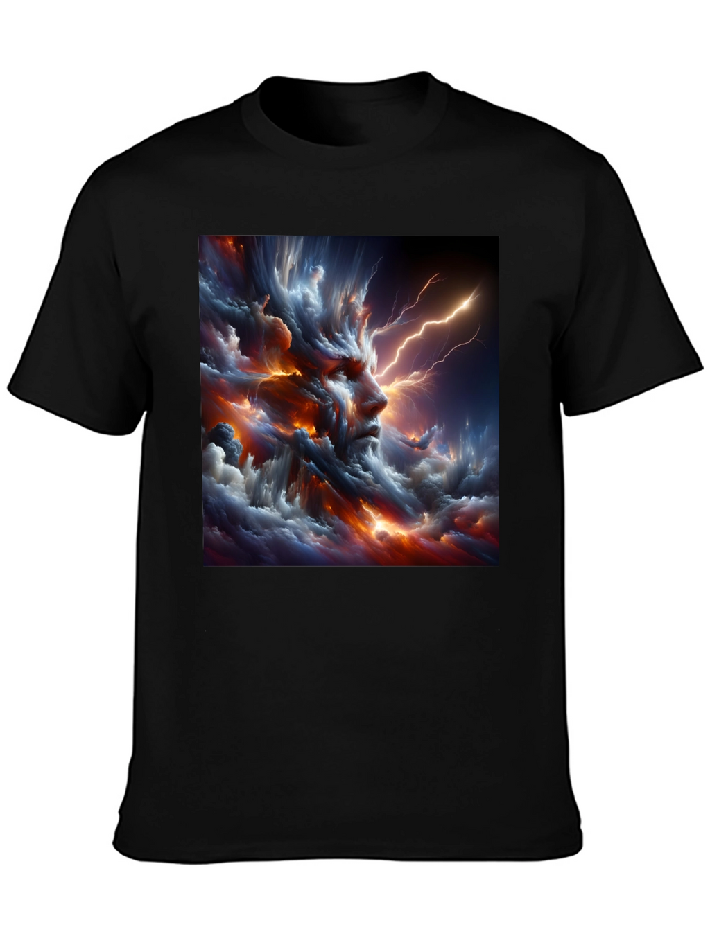 Storm God Graphic Print Black T-Shirt