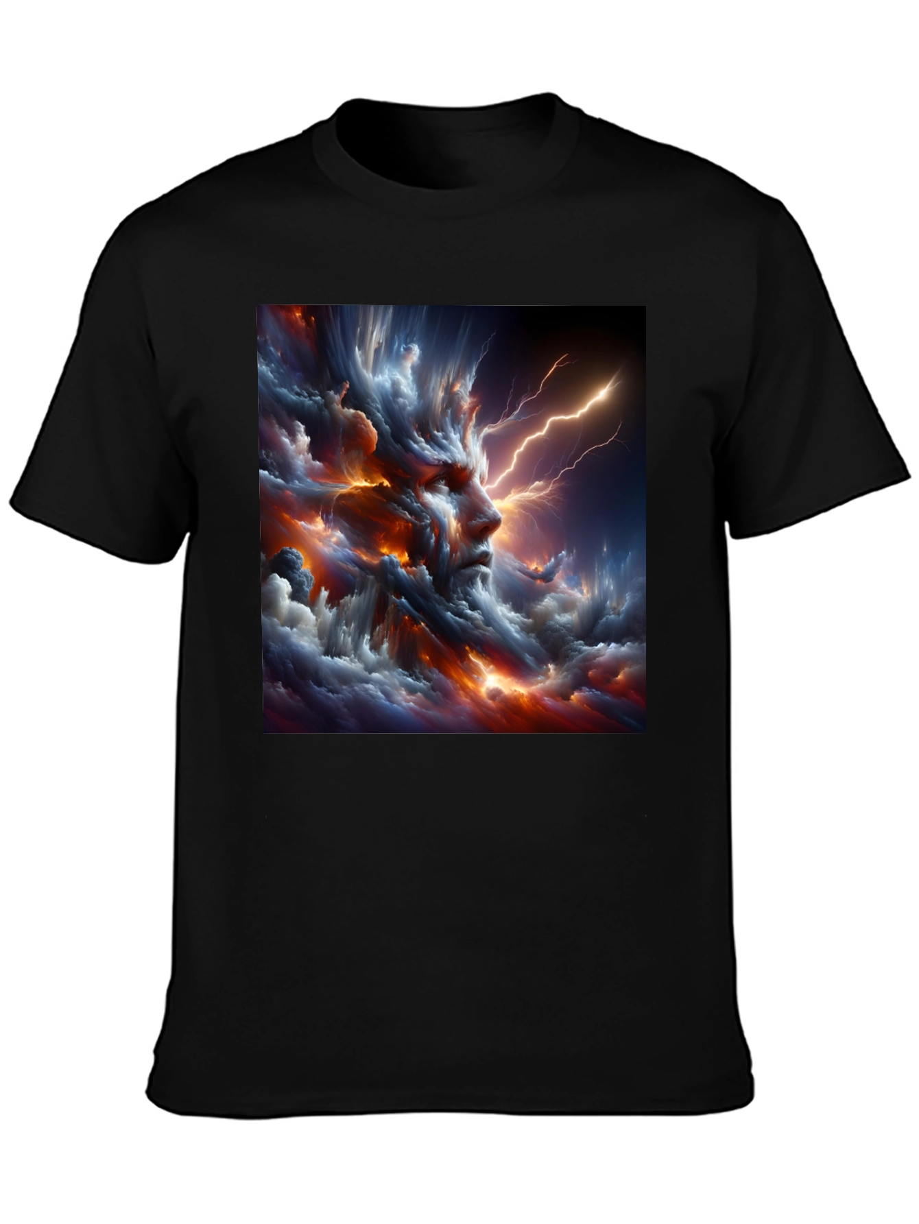 Storm God Graphic Print Black T-Shirt