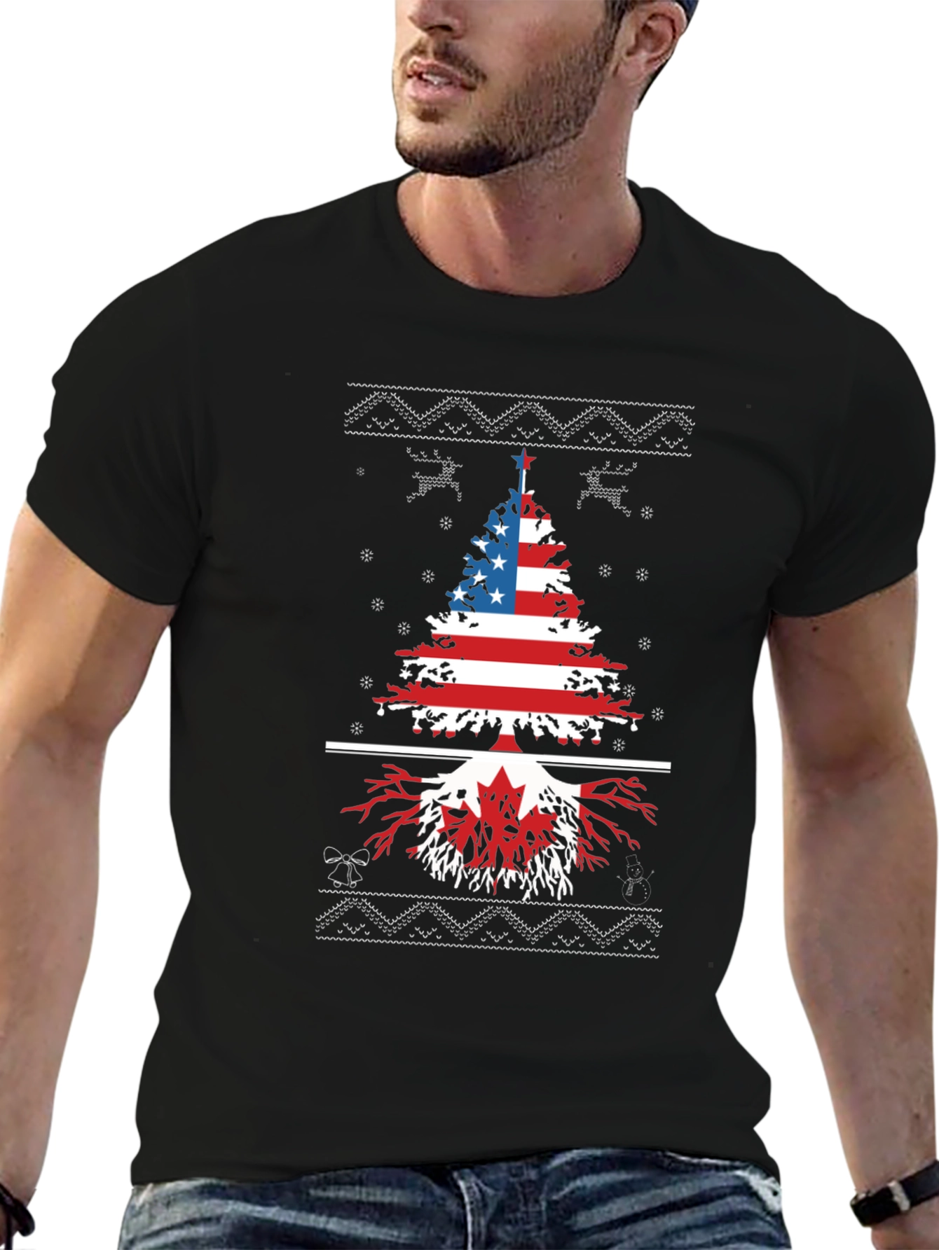 USA Canada Christmas Tree T-Shirt