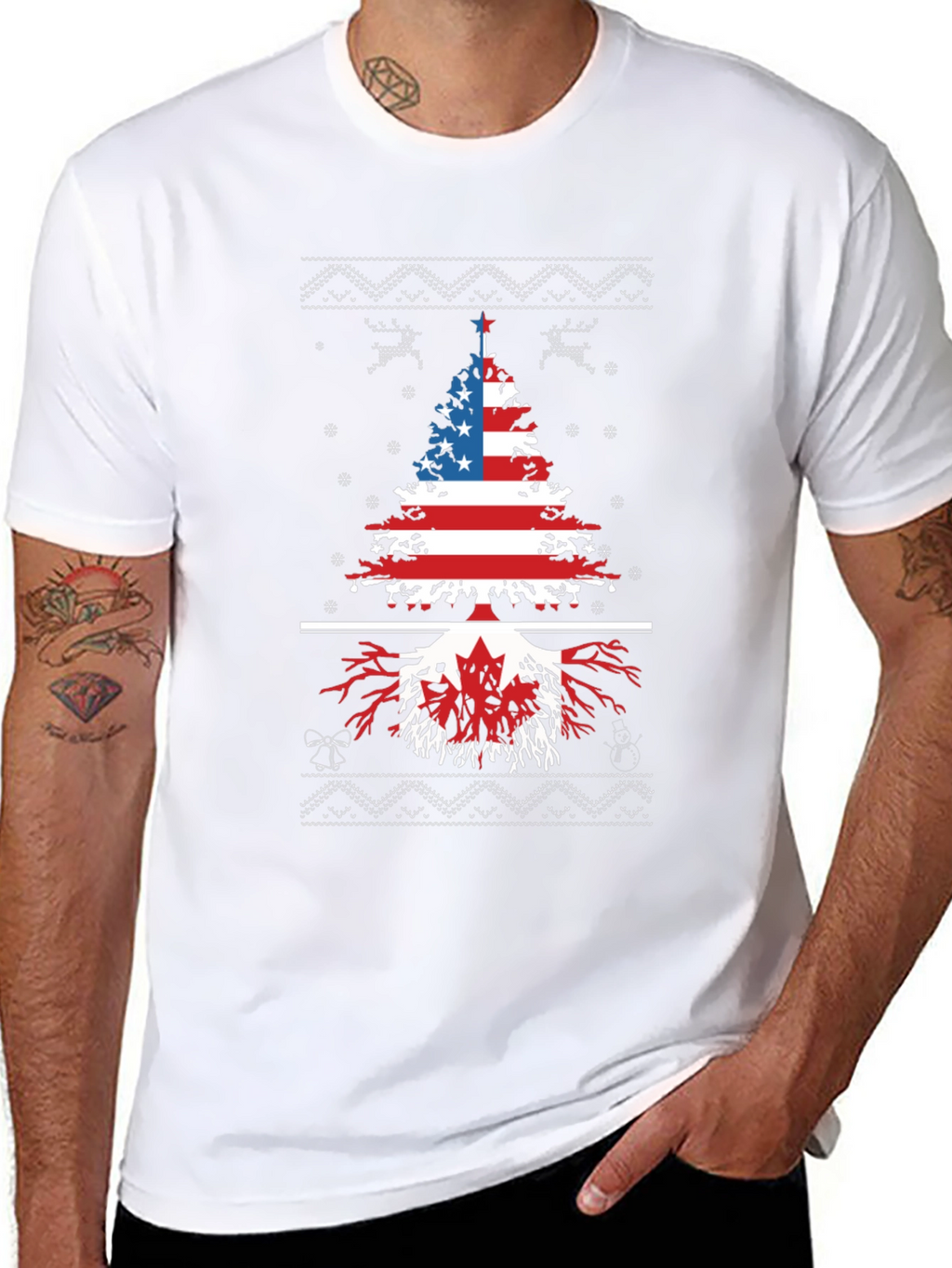 USA Canada Christmas Tree T-Shirt