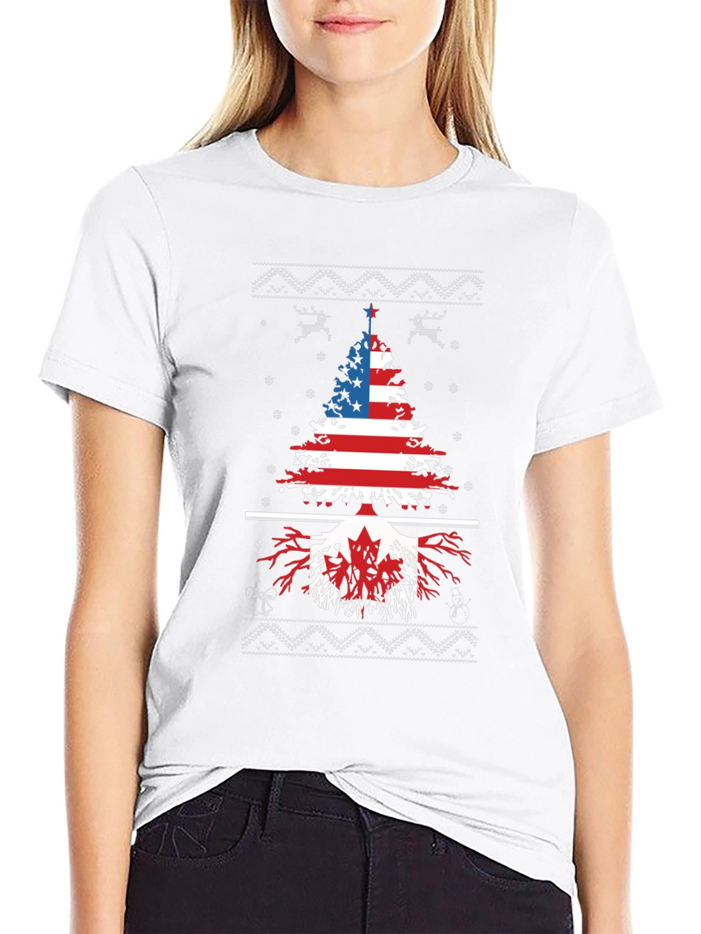 USA Canada Christmas Tree T-Shirt
