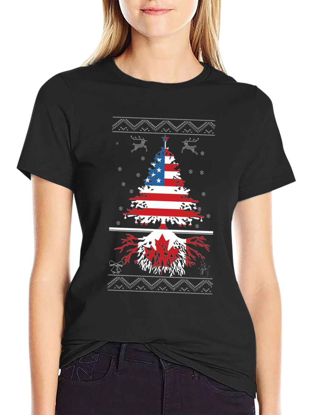 USA Canada Christmas Tree T-Shirt