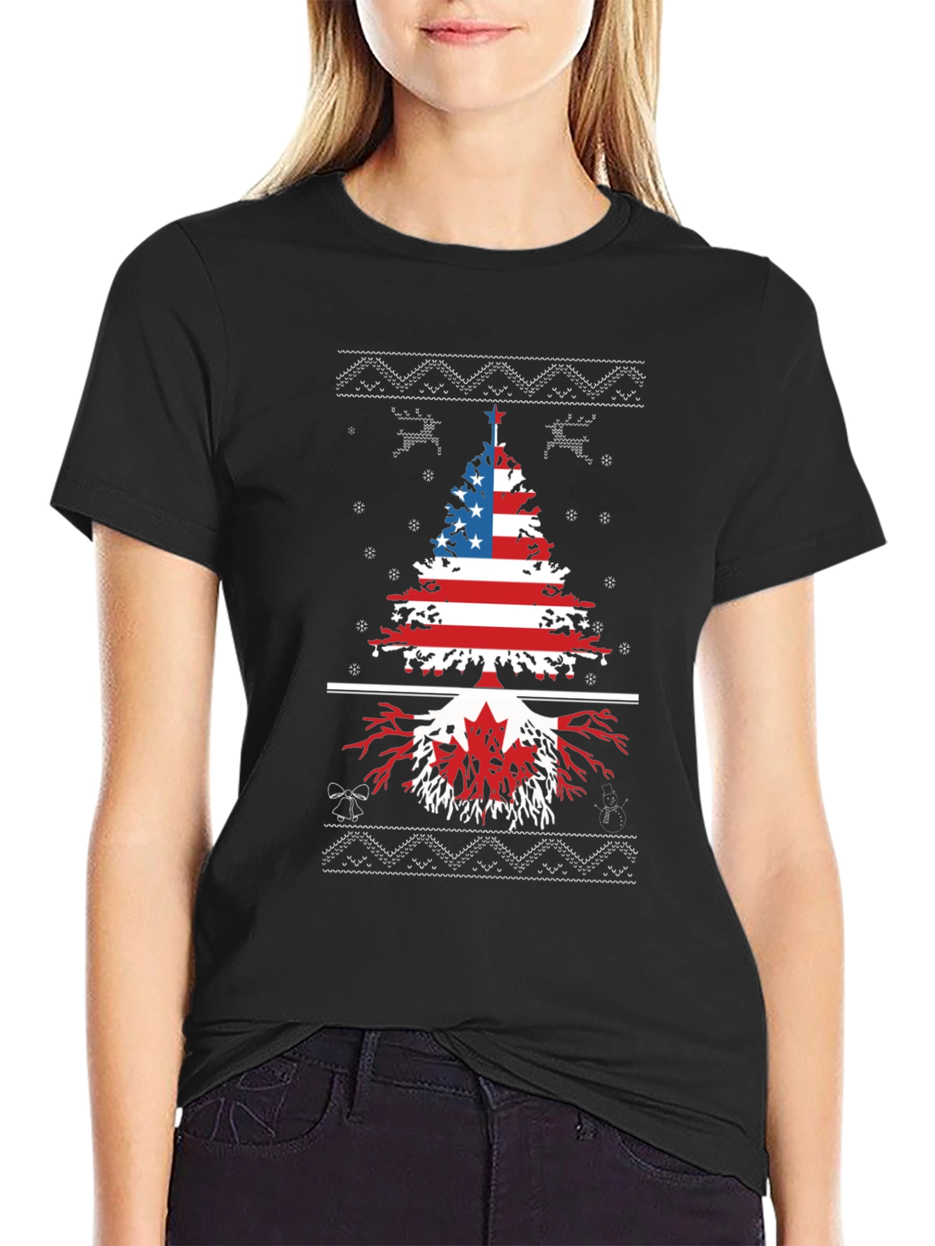 USA Canada Christmas Tree T-Shirt
